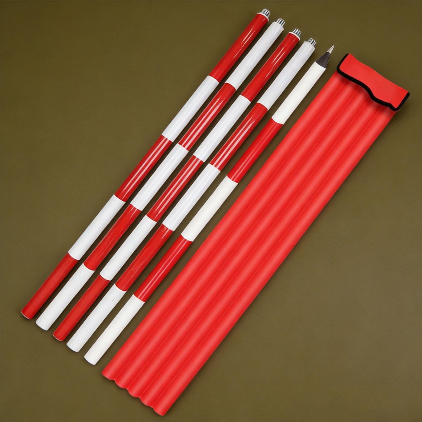Aluminum Survey Pole, Surveying Aluminum Prism Pole - Sectional Prism Rod with Steel Tip for Land Surveying, Construction Layout, Engineering Measurement(5m/16.4ft)
