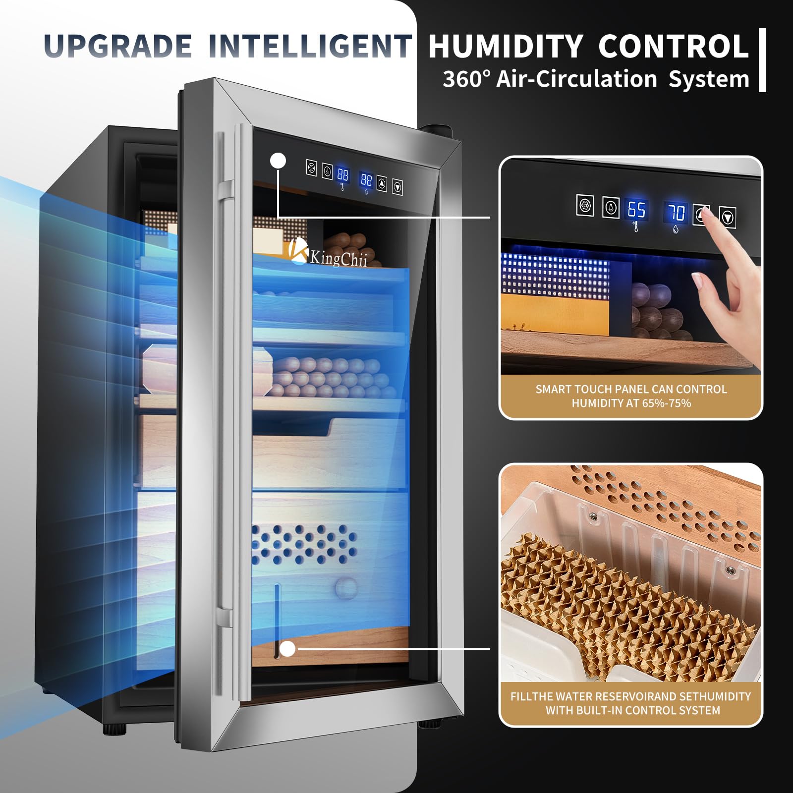 KingChii Upgrade 43L Electric Cigar Humidor Temperature