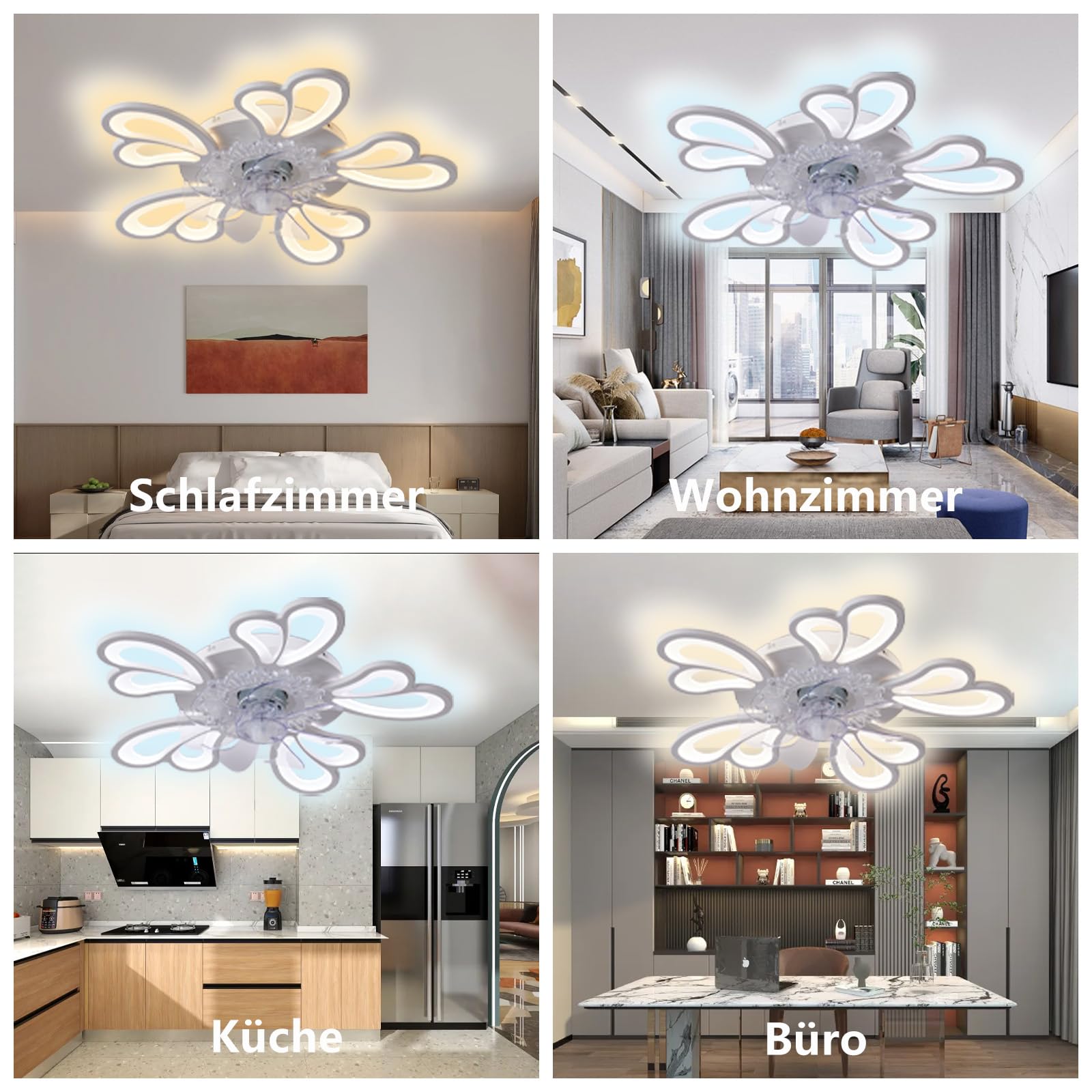 MiiR Leise Deckenventilator Mit Beleuchtung, LED 50W Dimmbare Deckenlampe Mit Ventilator Mit Fernbedienung Und APP, 6-stufige Windgeschwindigkeit Deckenleuchte Für Schlafzimmer Wohnzimmer Lampe
