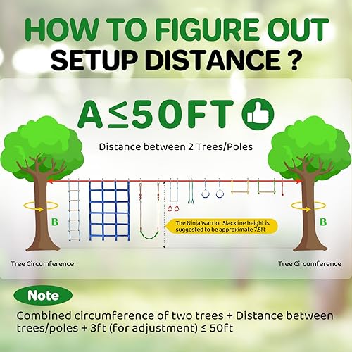 Miniatura 6 de Carrera de obstáculos ninja warrior para niños - 2 x 50 eslinga doble con accesorios completos para niños columpio trapecio escalera de cuerda red