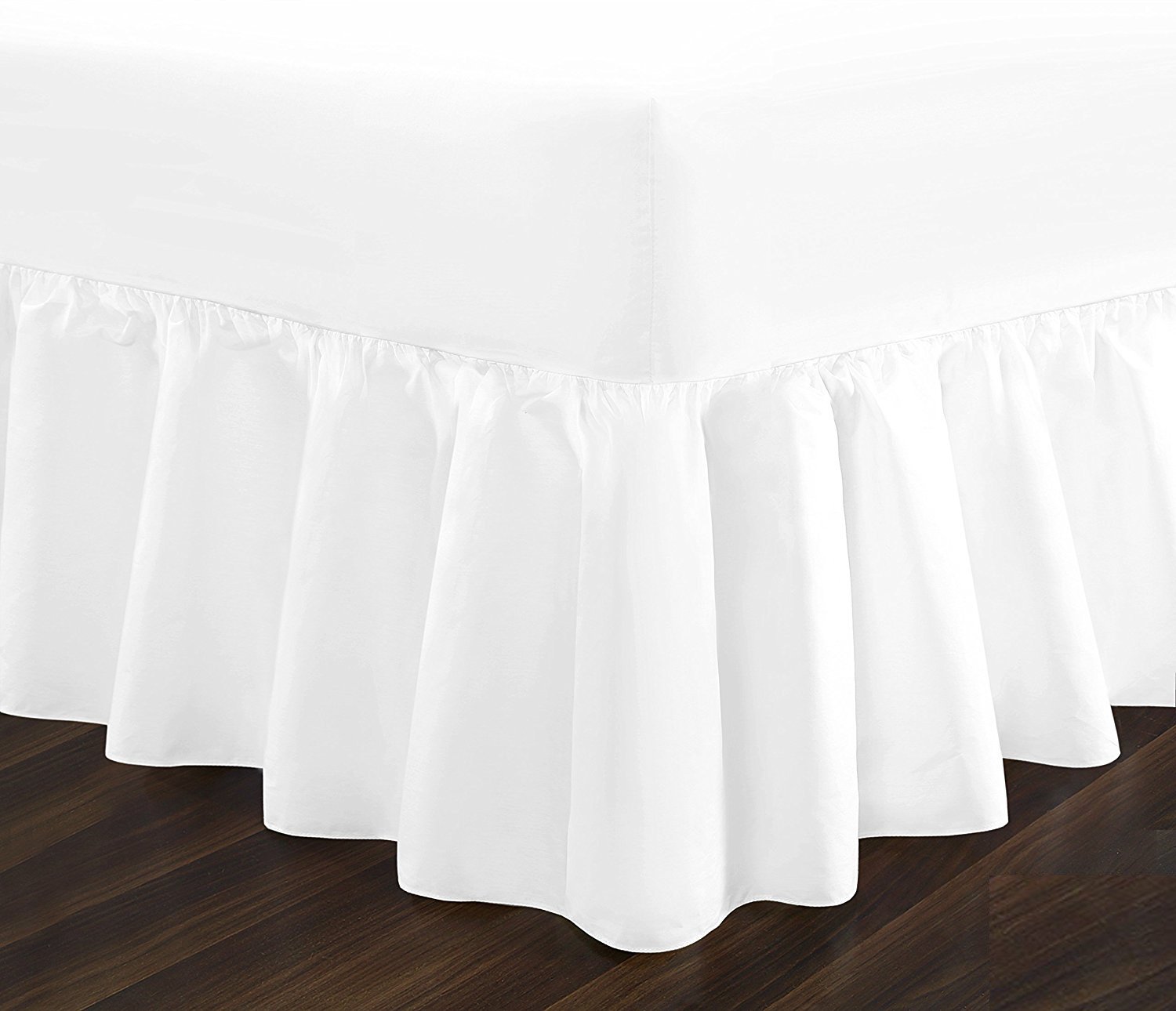 Plain Dyed PolyCotton Fitted Valance Sheet Bed Sheet (White,King)