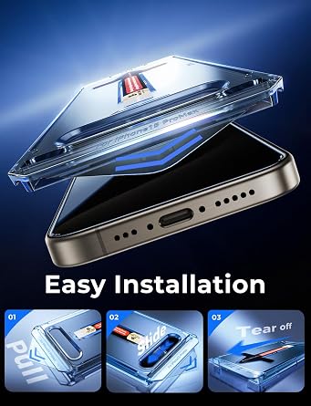 MAGIC JOHN for iPhone 15 Pro Max Privacy Screen Protector Easy Installation | 2 Pack, 6.7 inch, Auto Dust-Elimination, Bubble Free, 9H tempered glass, Anti-Spy, Case Friendly, Daily Drop Protection