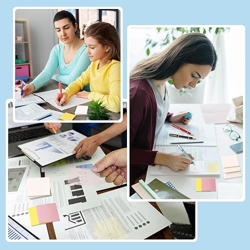 Miniatura 6 de ENLUOM 400 hojas de notas adhesivas transparentes de color  Notas adhesivas translúcidas de 3 x 3 pulgadas, notas autoadhesivas transparentes al