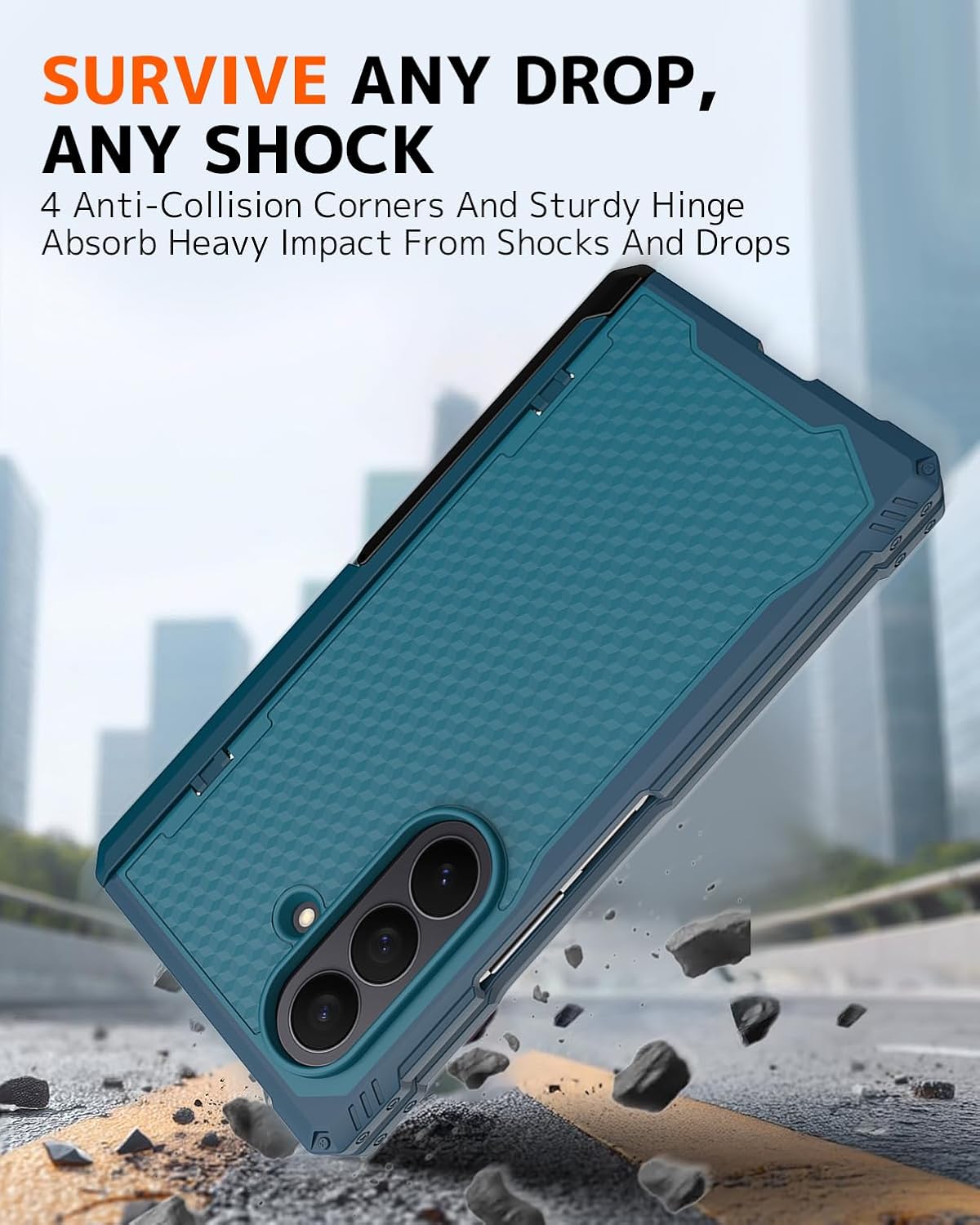 NINKI Compatible with Magsafe for Samsung Galaxy Z Fold 7 Case with Privacy Screen Protector & Metal Stand,Heavy Duty Rugged Anti-Peep Hinge Cover for Samsung Z Fold 7 Phone Case with Magnet Ring Blue