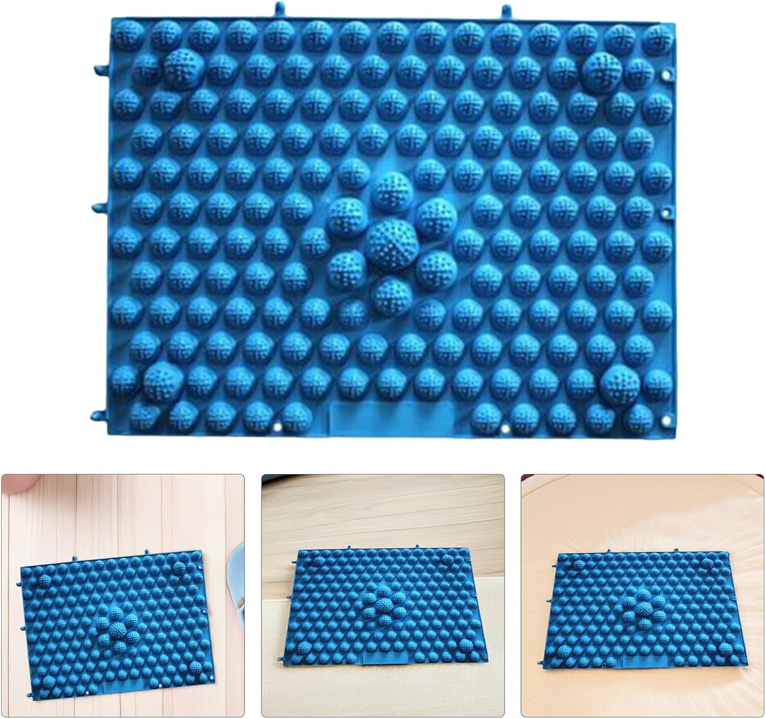 Reflexology Foot Massage Mat with Pebble Texture TPE Acupressure Plate for Stress Relief Design for Office Workers and Seniors Blue