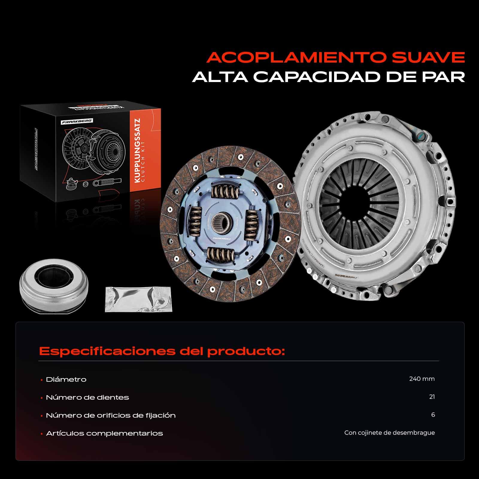Frankberg Kit de embrague 9402053160 | Compatible con: VF7 nervioso, Caja Scudo 270 272, Plataforma plana/chasis Expert, Caja saltarina, Experto en tipi VF3X