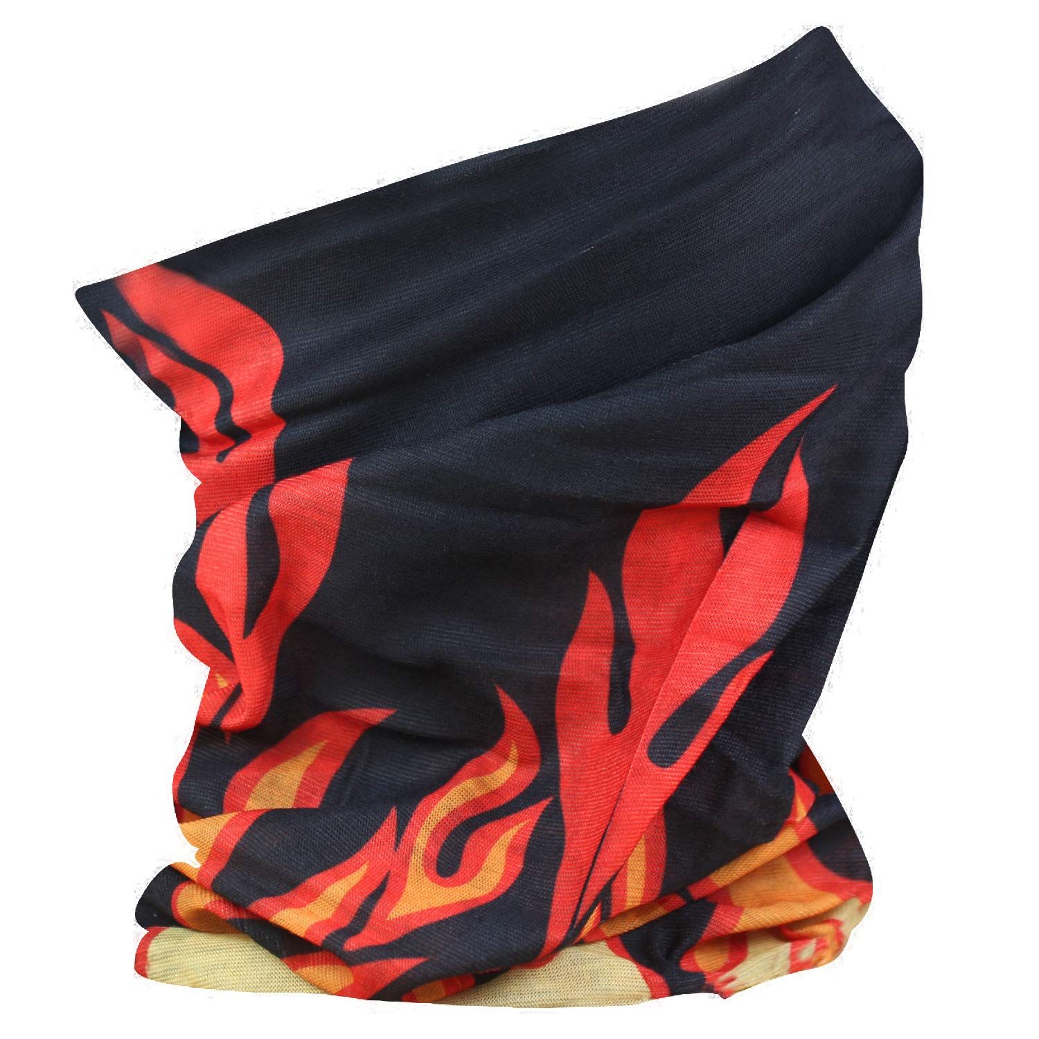 RockJock Multifunctional Headwear Neck Scarf Bandana Balaclava Face mask Headband Hairband Tube Gaiter Stretch Snood for Sports Yoga Running Cycling Hiking – Buy Single or 6 piece Multipack-Flame-1