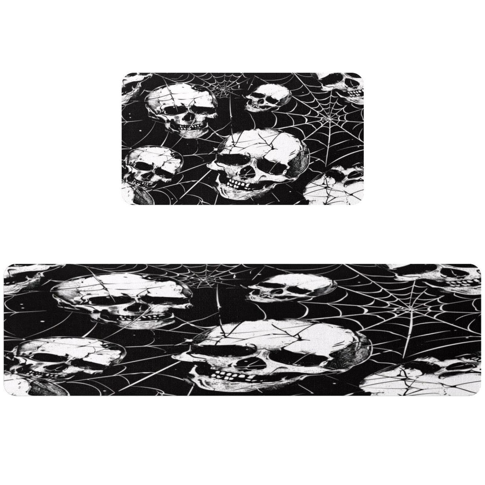 Tapis de cuisine antidérapants et lavables motif tête de mort pour habiller votre buanderie