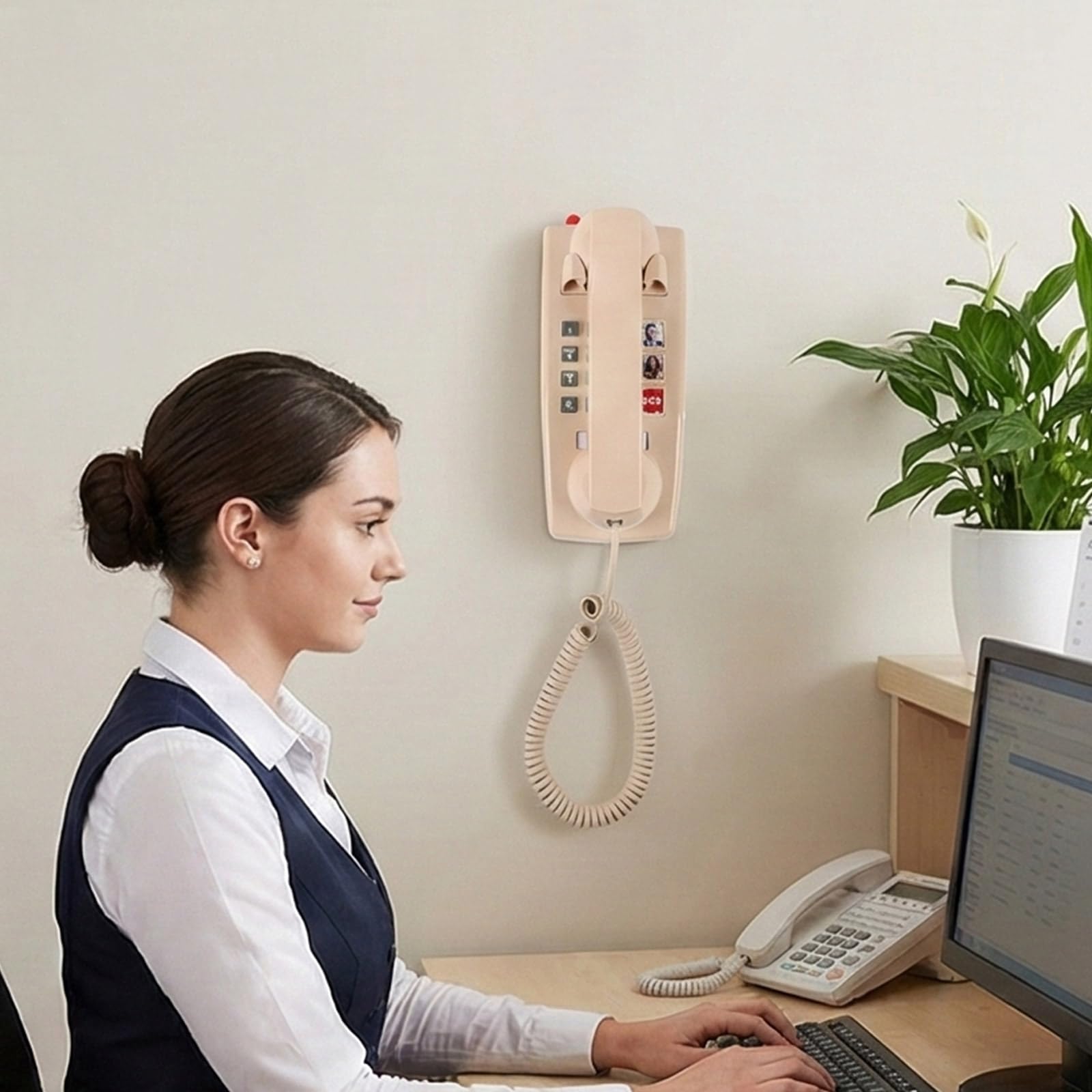 Soporte de pared para teléfono fijo retro para emergencias, no requiere batería durante un corte de energía, teléfono fijo retro