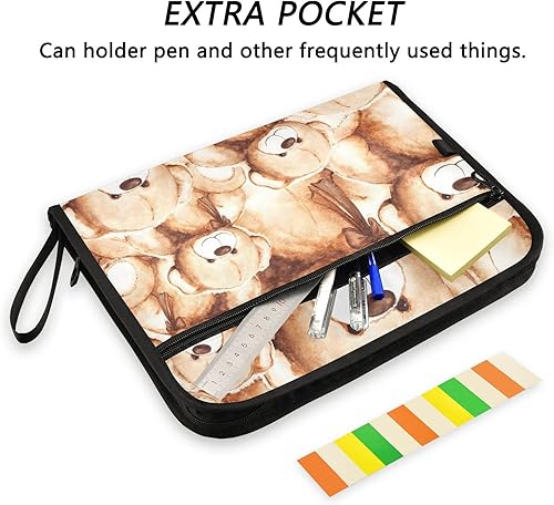 Miniatura 2 de Bonito organizador de archivos de acordeón de oso de peluche, organizador de documentos portátil para recibos, carpetas de archivos con bolsillos,