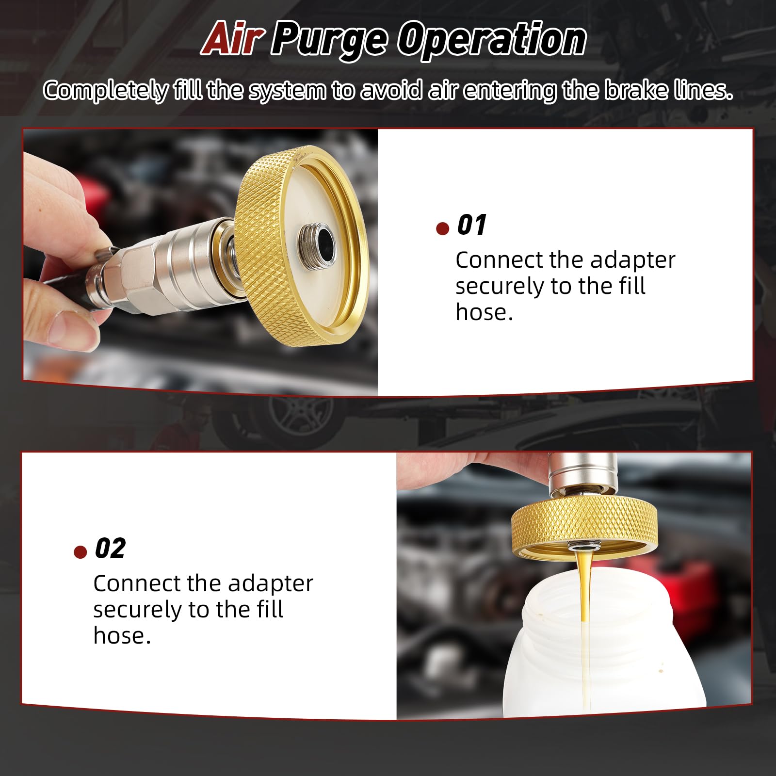 JAOGAUS Dispositivo Spurgo Freni DC 12V, Sistema Automatico Pulsato | per Cambio Liquido Freni, Pressione Regolabile 0,5–2,5 Bar, con Adattatore Cilindro Maestro e Bottiglia Raccolta Olio, Nero