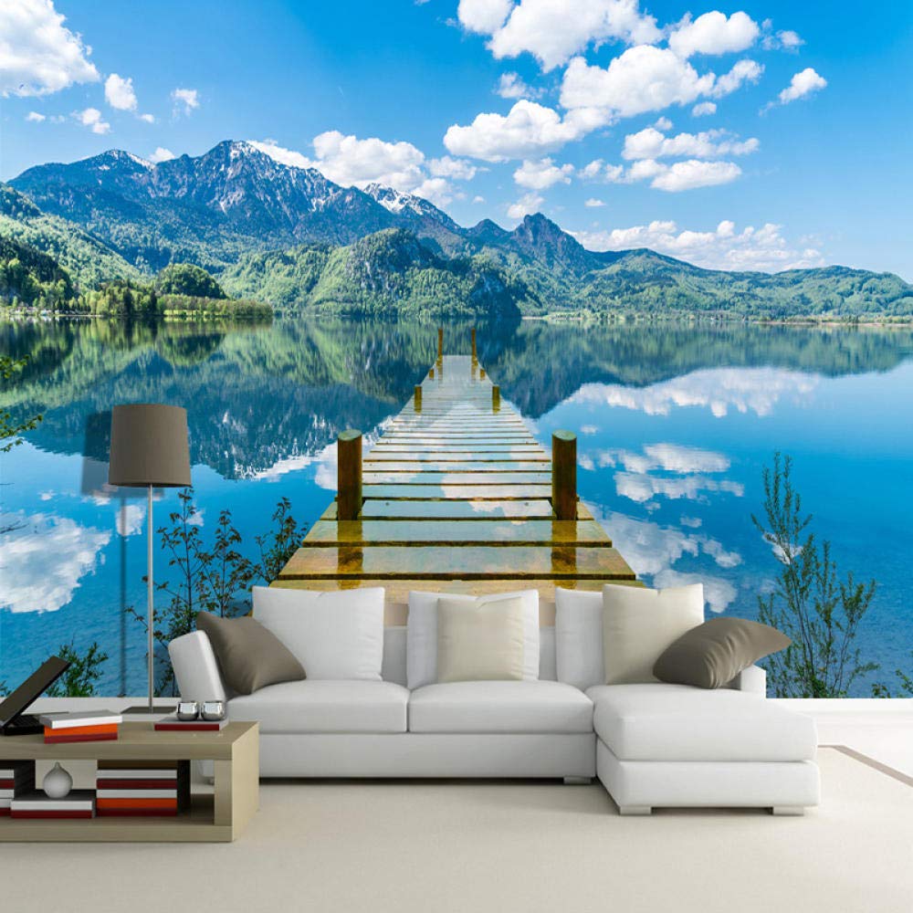 3D Wallpaper Natur Landschaft Blue Sky Bridge Lake Foto Wandbild  