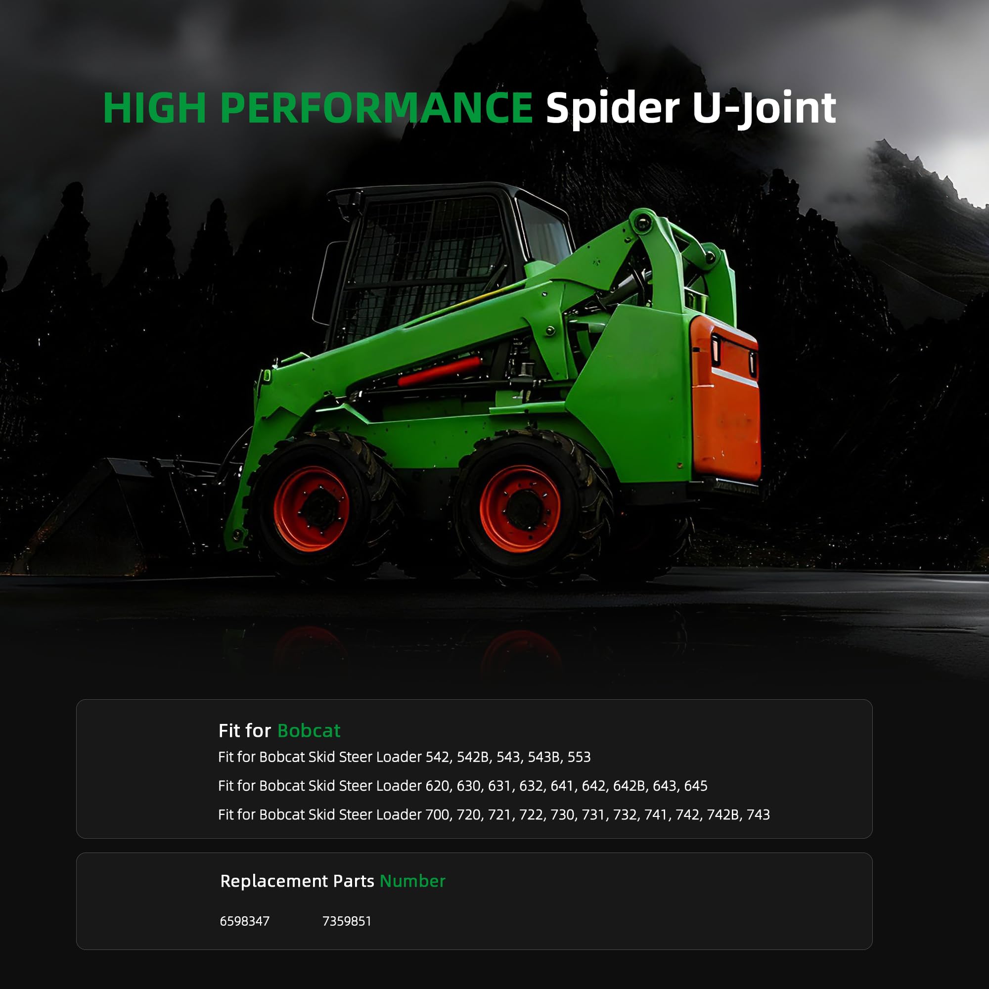 Spider U-Joint Assembly 6598347 7359851 For Bobcat Loader 542 543 553 620 632 643 700 721 730 731 732 741 743 825 1600