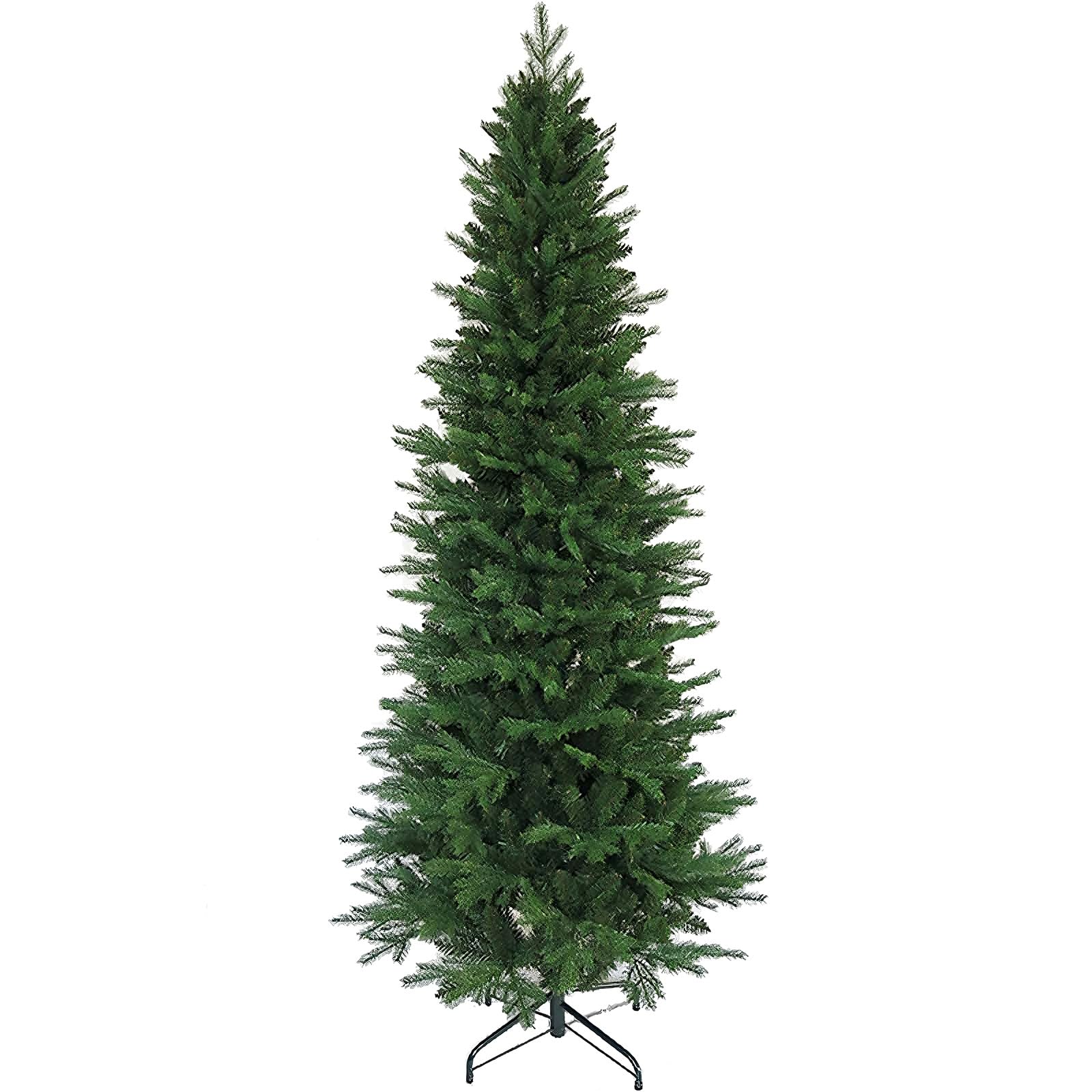 Alberi di Natale Artificiali con Supporto in Metallo Albero di Natale Slim 120/150/180/210/240/270/300cm Materiale in PVC e PE Per Uso Domestico e Commerciale(120cm/47.2")