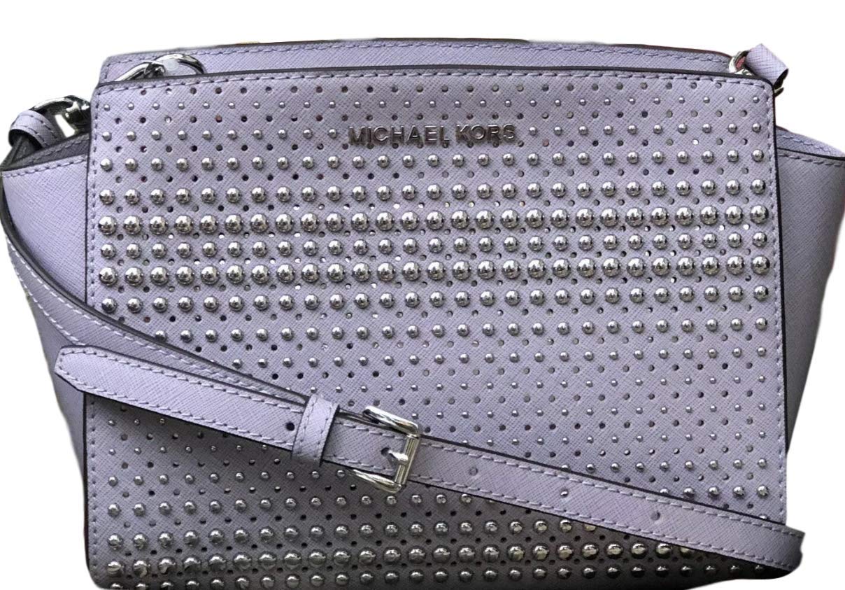 Women's Selma Stud Medium Messenger Saffiano Leather Crossbody Bag - Lilac