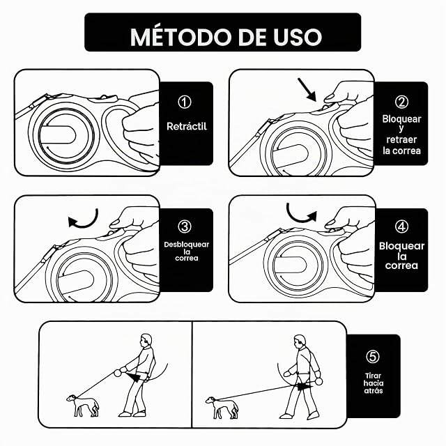 Foto 5 de 7 de MoYouno Correa Extensibles retráctil para Perros 8M,Correa retráctil Perro,Correas Extensibles Perro Grandes