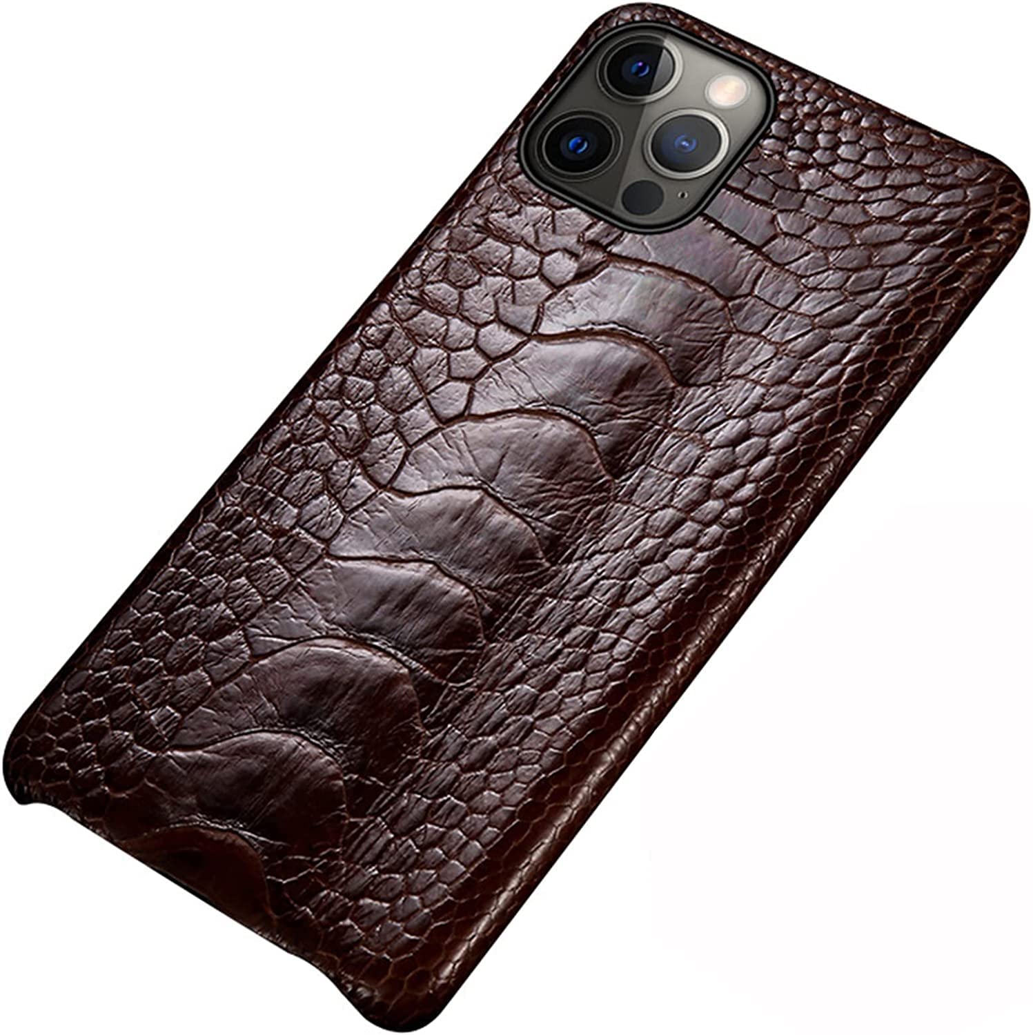 Étui arrière mince en cuir véritable marron pour iPhone 13 - 8