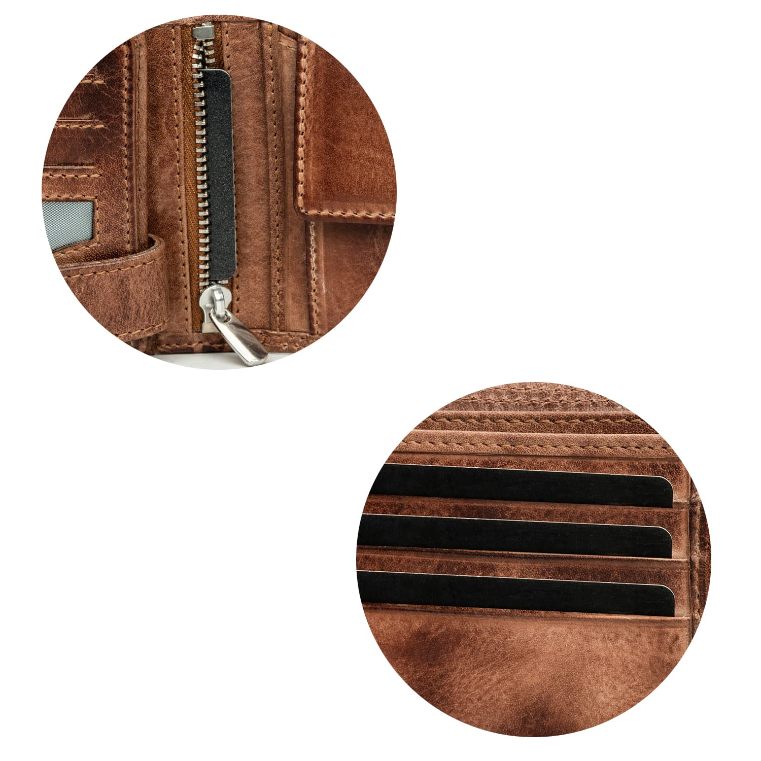 Fa.Volmer ® Portefeuille en Cuir pour Homme avec Protection RFID I Double Couture Extra Stable I 9 Compartiments pour Cartes de crédit I Format Paysage I VO11 RFID Marron