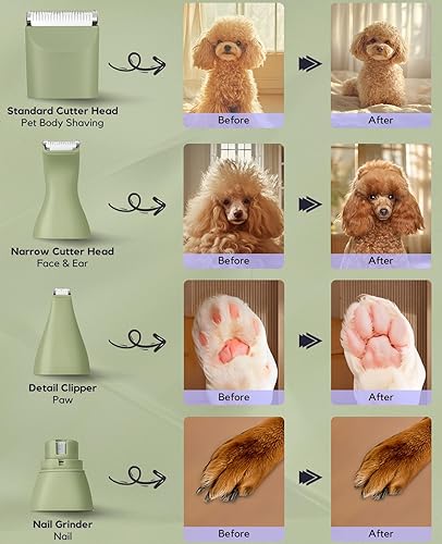 Miniatura 3 de Kit de aseo para perros, 4 en 1, silencioso, inalámbrico, recortador de patas de perro y amoladora de uñas, cortadora eléctrica recargable de bajo
