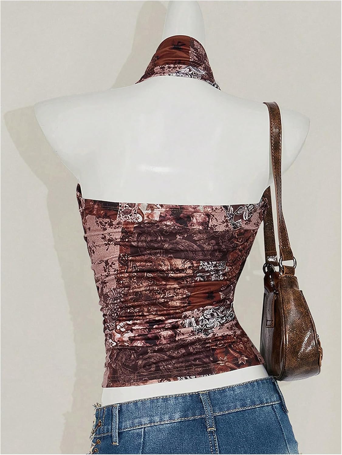 Women's Vintage Draped Halter Tops Metal Ring Sleeveless Y2K Crop Top Going Out Clothes - Image 2