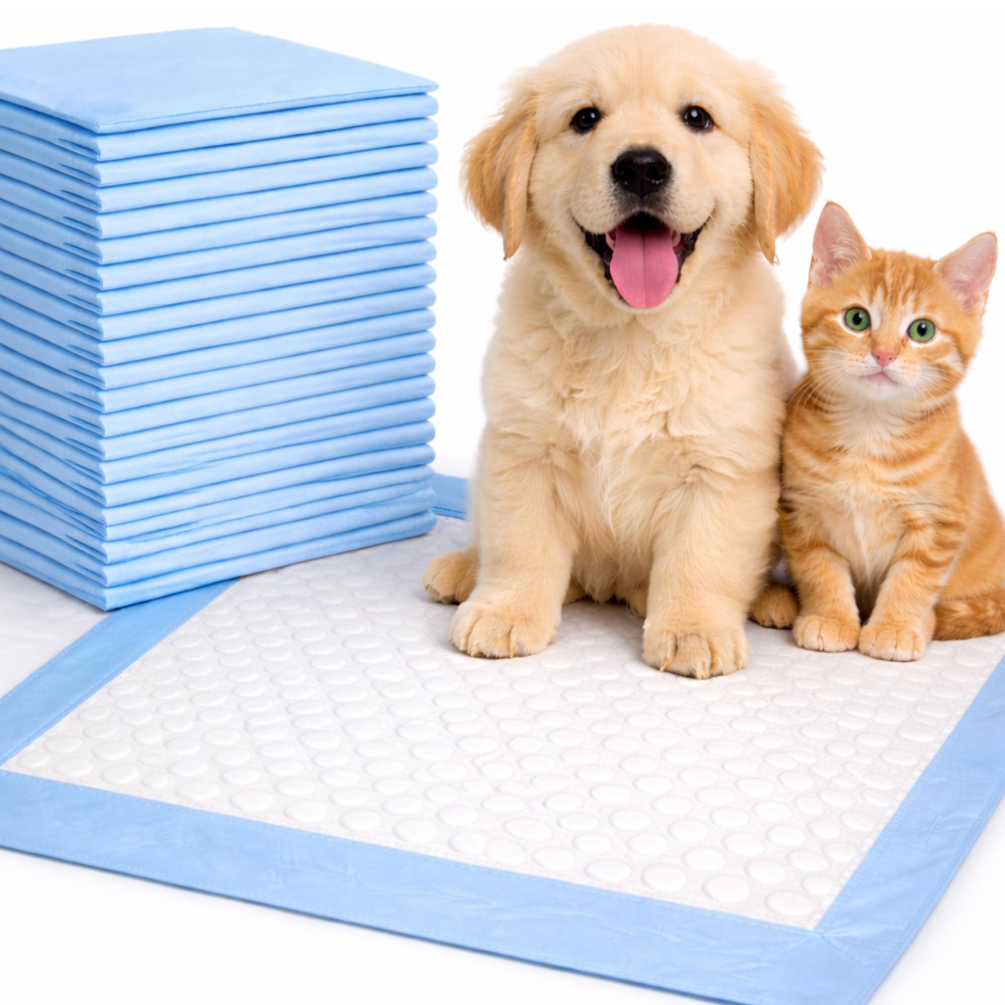 Alia Blue,White 50 X Pet Training Pads | Dog Training Pads | Super Absorbent Puppy Pee Pads, Leak-Proof, Quick-Dry, Odor Control | Disposable Potty Pads For Dogs & Puppies 56 X 56 Cms | 1 Pack Of 50