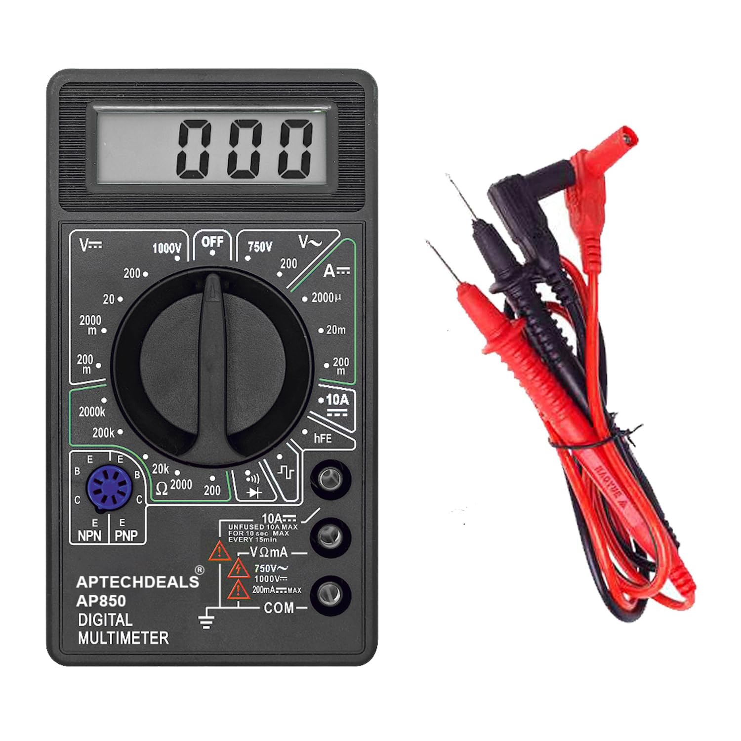 APTECH DEALS Digital Multimeter LCD AC DC Measuring Voltage Current (2000 Counts)