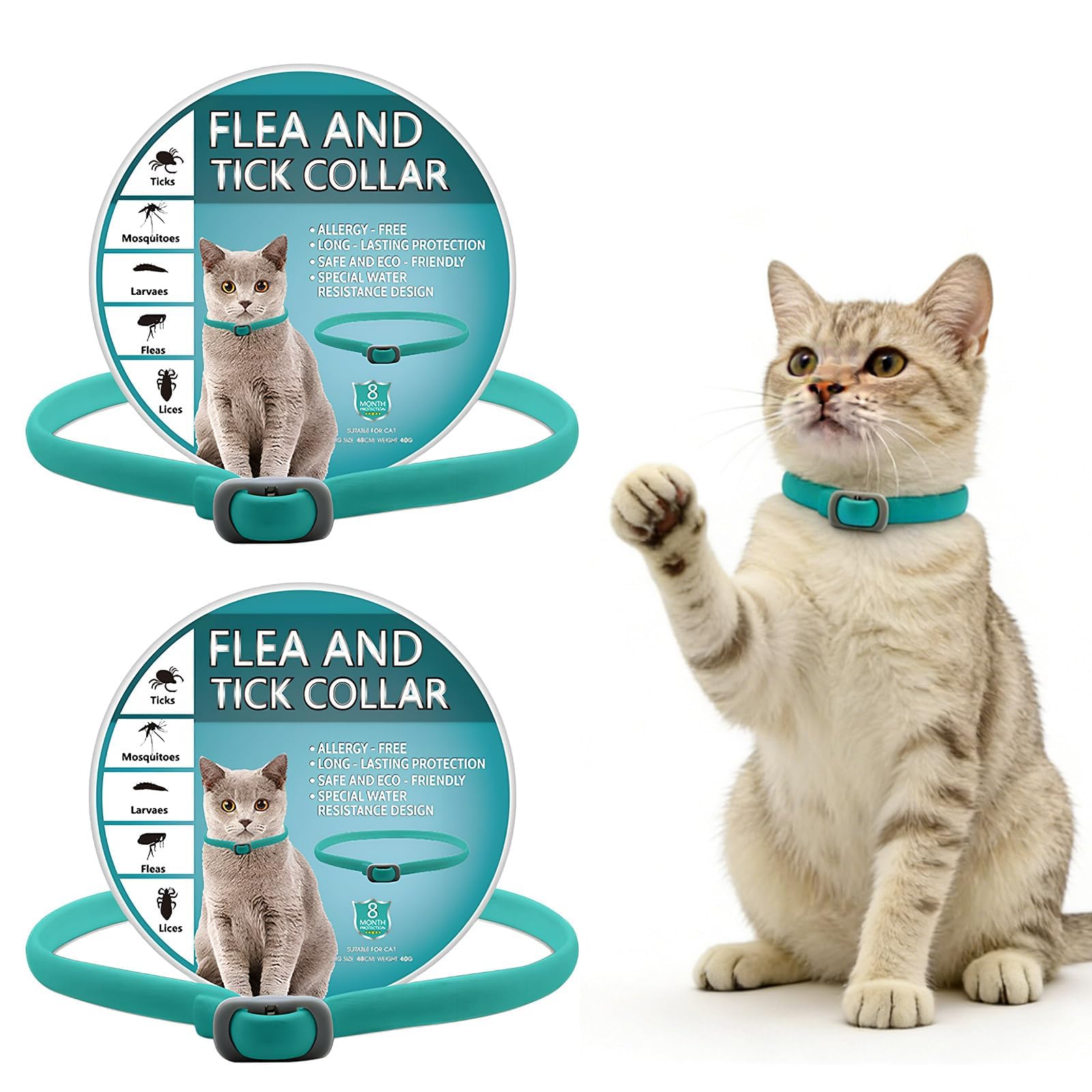 Cat Collar Repellent 2 Pack, Waterproof Cat Repellent Collar, Adjustable Design, Long-Lasting Natural Protection, Soft PVC Collar for Kittens & Adult Cats