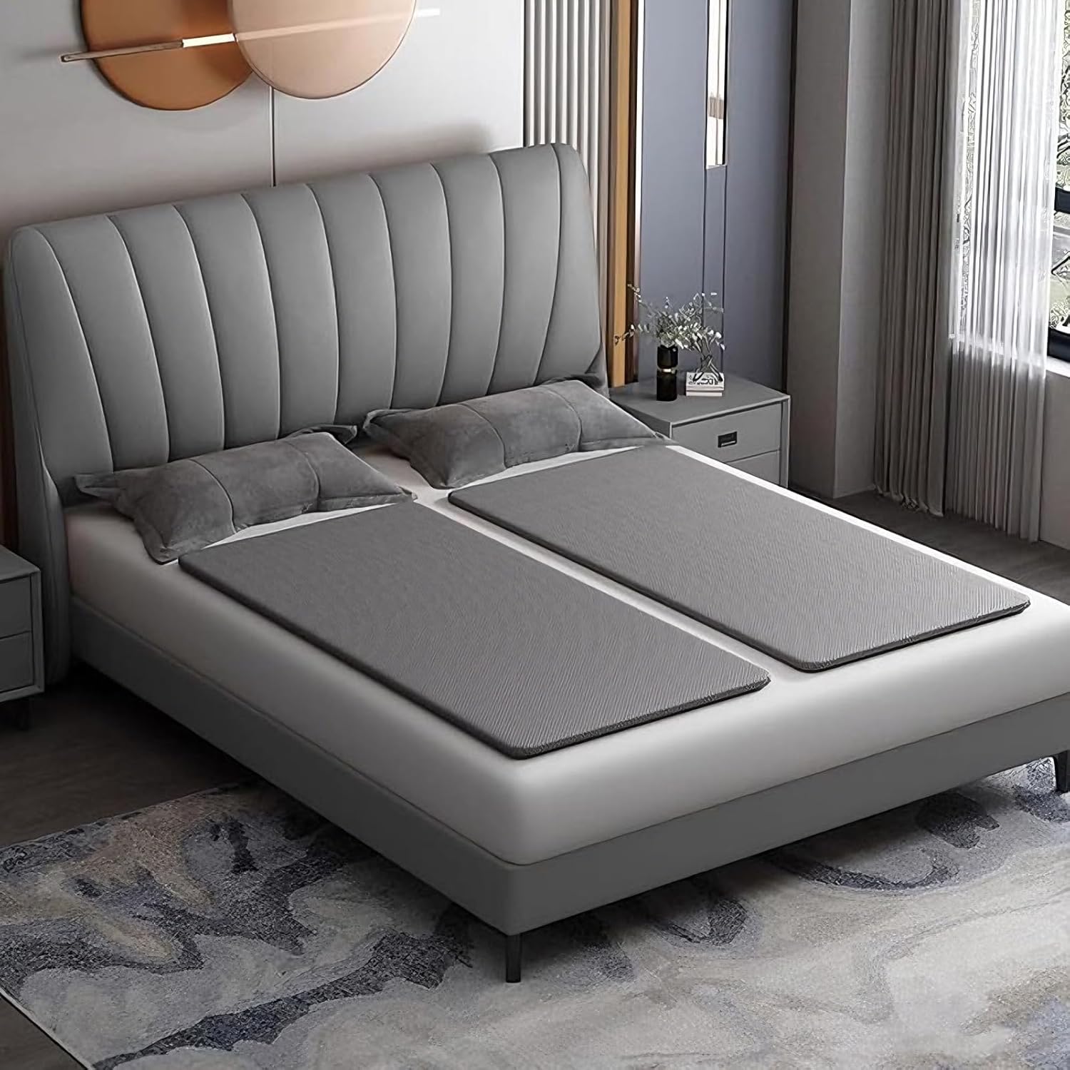 Firm Coconut Coir Mattress, Thickened Firm Bed Topper for Spine & Waist Support, Mattress Pad Hard Bed Board with Washable Cover(35.4"×71", Gray)