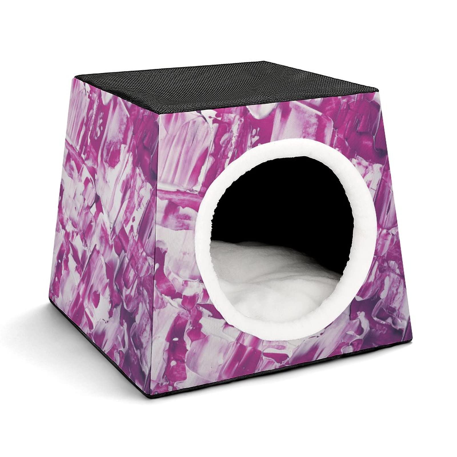 Casa para Gatos y Perros Pequeños Lindo Cama y Sofá para Mascotas Antideslizante con Cojín Suave Bebida de Cubo de Hielo Abstracto
