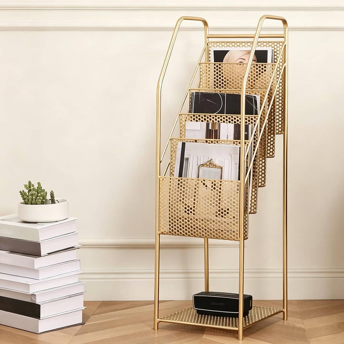 Porte-revues, Présentoir De Brochures En Maille Métallique Sur Pied, Vertical(Black)