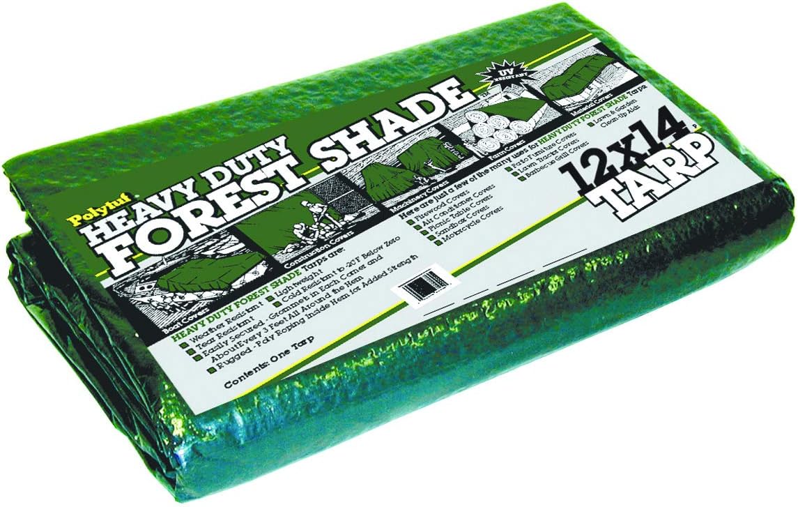 DeWitt A12X14-P 4.5 oz Heavy Duty Forest Shade Tarp, 12 x 14', Green