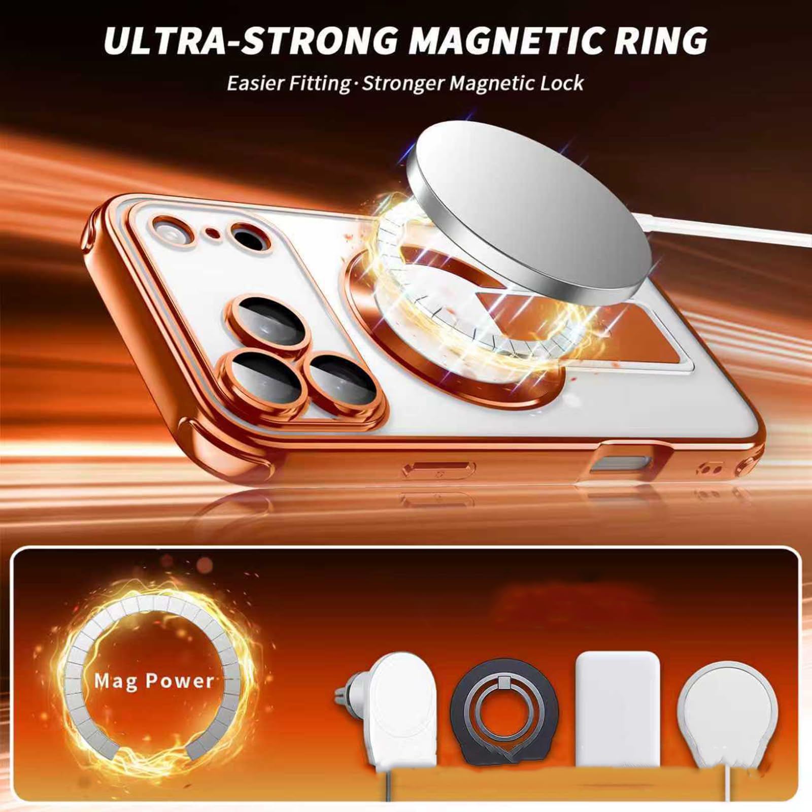 Magnetisch Hülle für iPhone 18 Pro Max/18 Pro, Dünne Galvanik Transparent