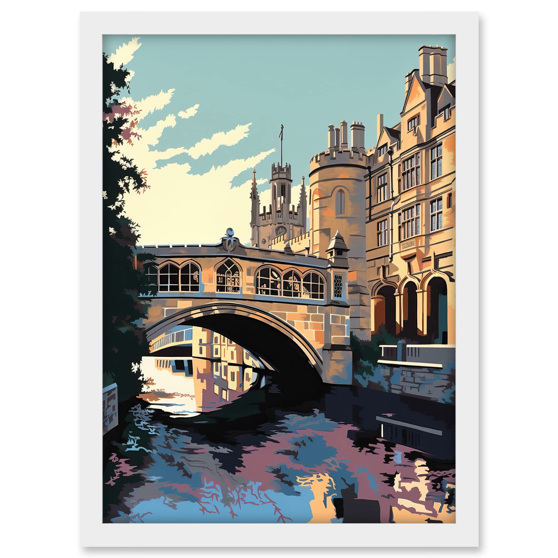 Artery8 Bridge of Sighs Cambridge University on Cam River Artwork Framed A3 Wall Art Print