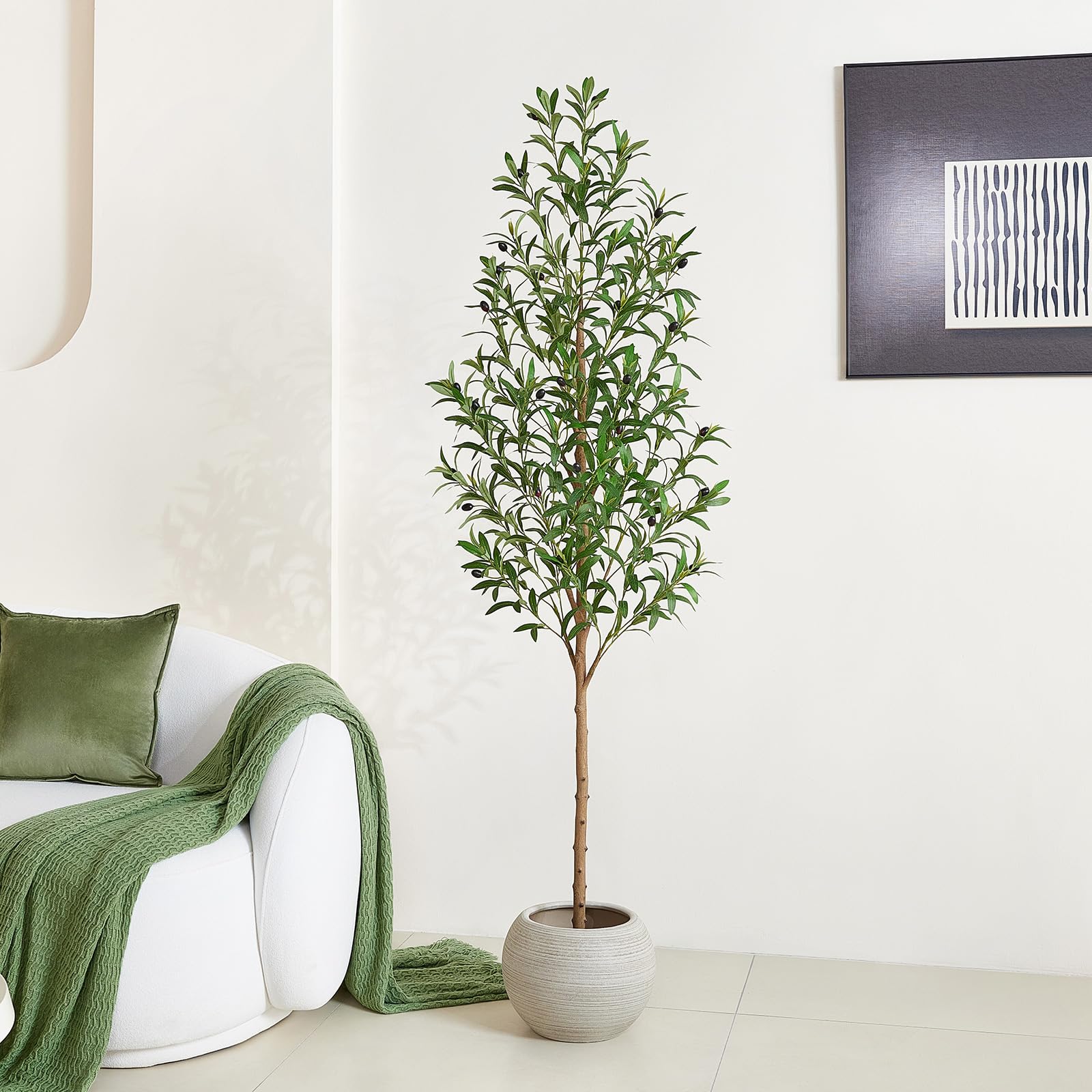 VeriNatural Olivenbaum Künstlich 180cm Kunstpflanze Groß Künstlicher Pflanzen - 642 Blätter 30 Oliven Adjustable Zweige Topf Dekoration - Wohnzimmer Zimmerpflanzen Balkon Indoor Outdoor Deko