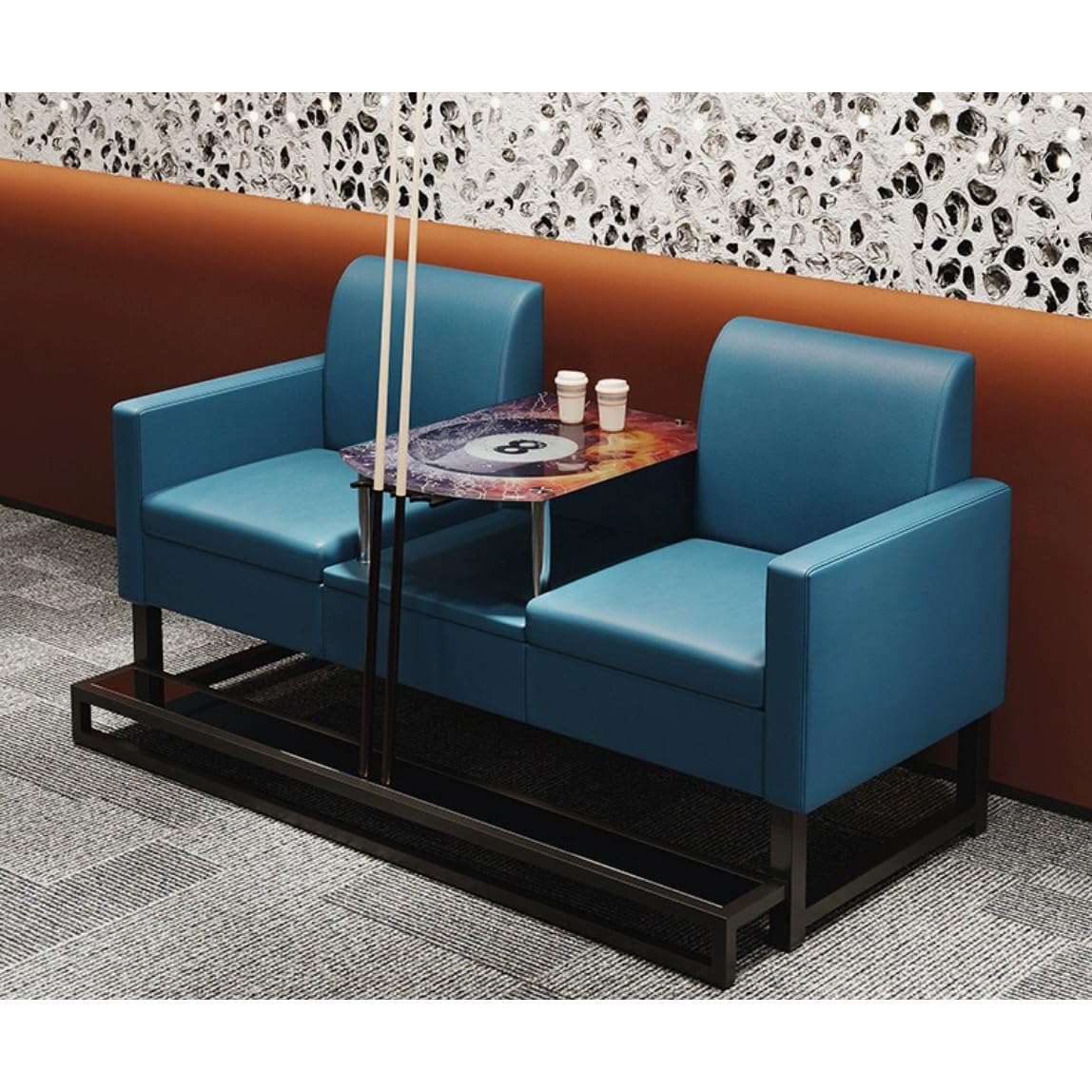 KIBONCY Modular Restaurant Booth Seating Set, Multi-Size & Color, with Coffee Table & Divider, for Cafe, Bar, Gaming Room(L)