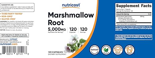 Miniatura 6 de Nutricost Raíz de malvavisco equivalente a 5000 mg, 120 cápsulas vegetarianas, sin gluten y sin OMG, de 500 mg de extracto 101
