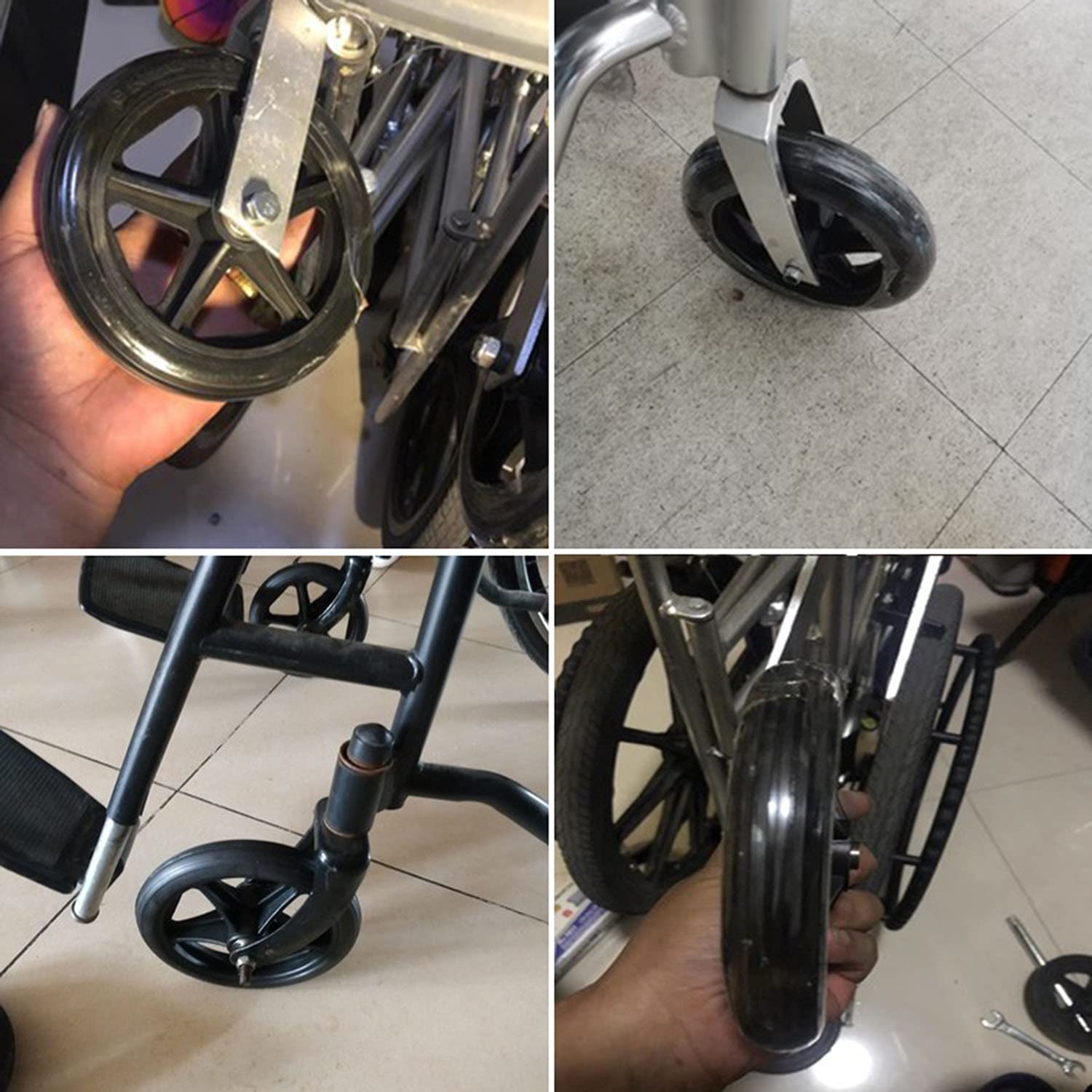Zapasowe Kółka, 2 Sztuki Kółek Do Wózka Inwalidzkiego, Koła Zapasowe Z Pełnej Gumy, Ręczne Przednie Koła Wózka Inwalidzkiego/8In/20Cm