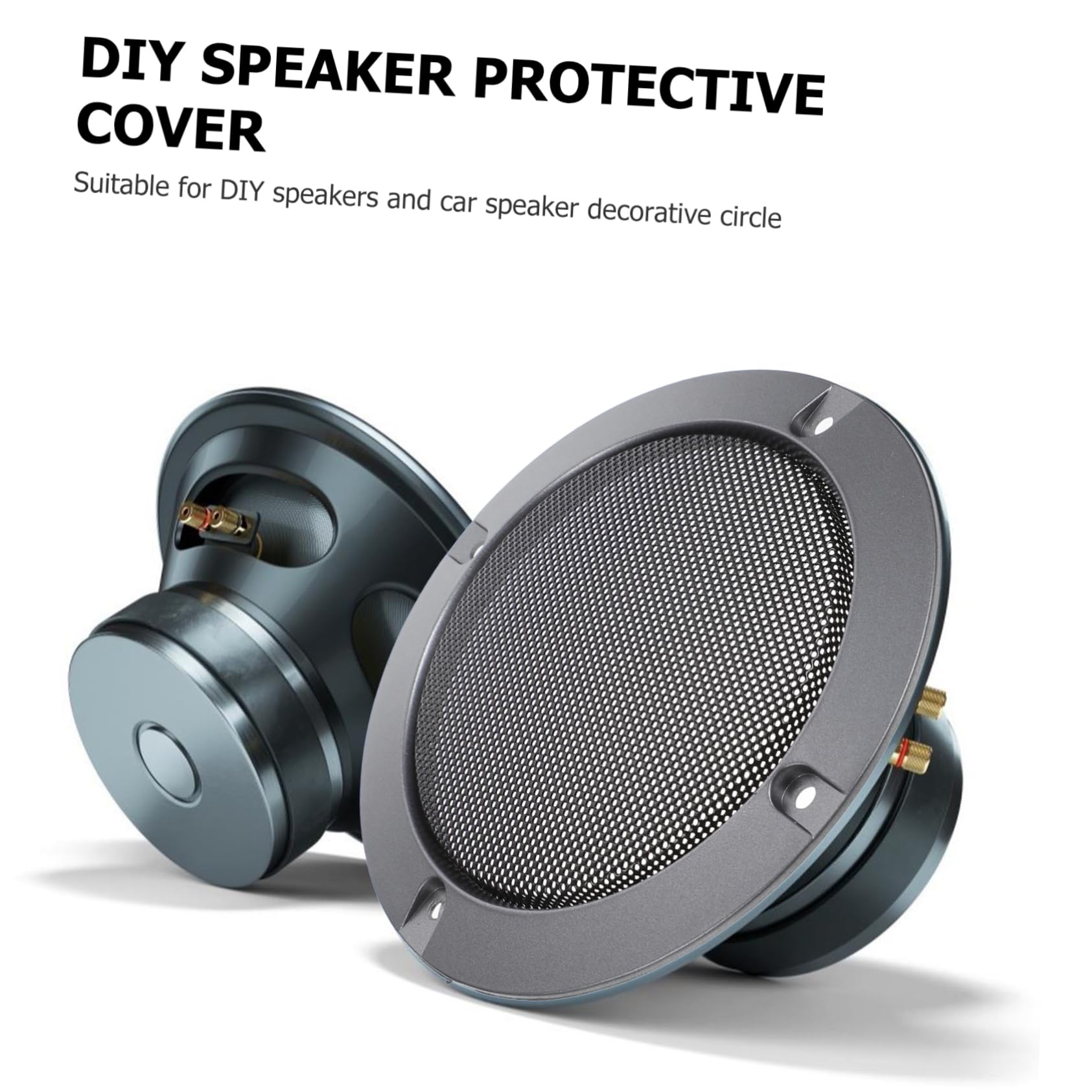 Happyyami 10pcs Audio Speaker Covers Mesh Speaker Protectors Decorative Circle Guard Car Subwoofer Modification Iron Grey
