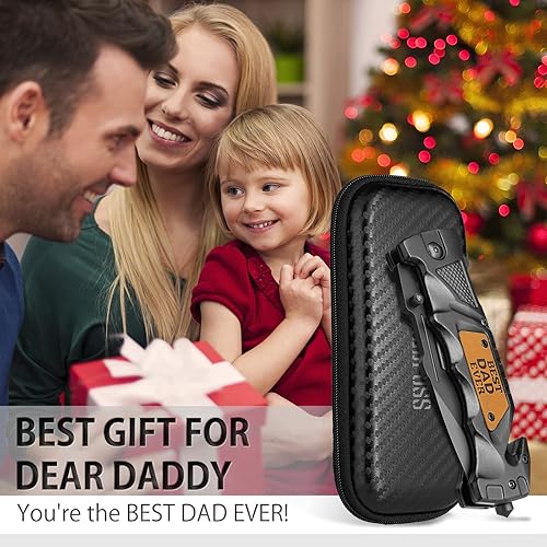 Miniatura 6 de NedFoss Navaja de bolsillo para regalos para papá Día del Padre con grabado "Best Dad Ever", cuchillo plegable de bolsillo personalizado para