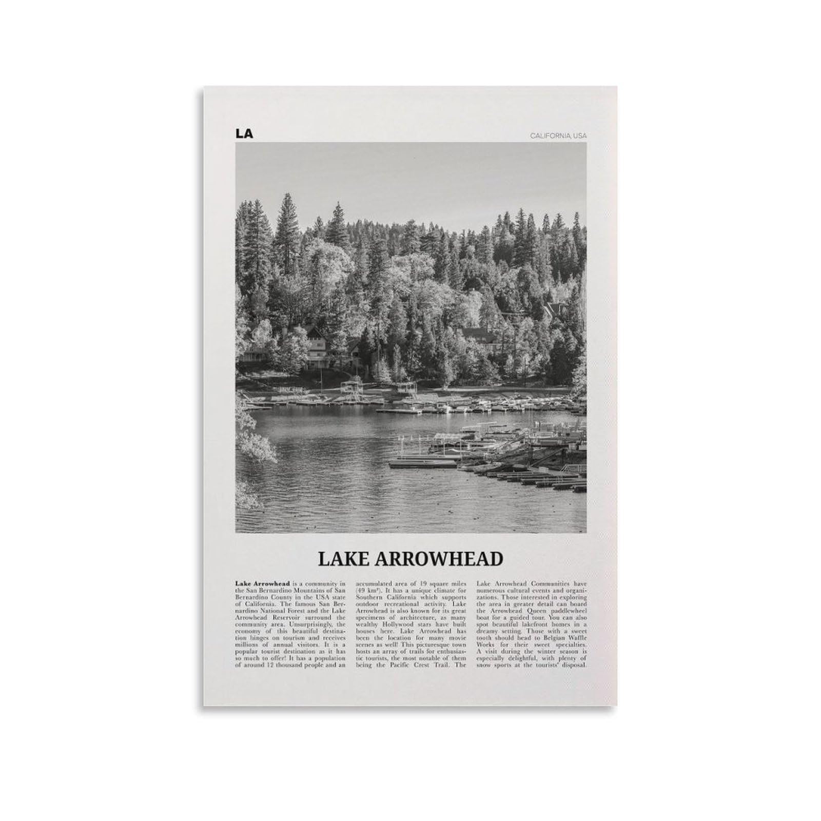 LZTEN Pfeilspitzen-Druck am See, Schwarz-Weiß, Pfeilspitzen-Wandkunst, Pfeilspitzen-Poster, Pfeilspitzen-Foto, Pfeilspitzen-Foto, Pfeilspitzen-Karte, Kalifornien-Leinwandwand