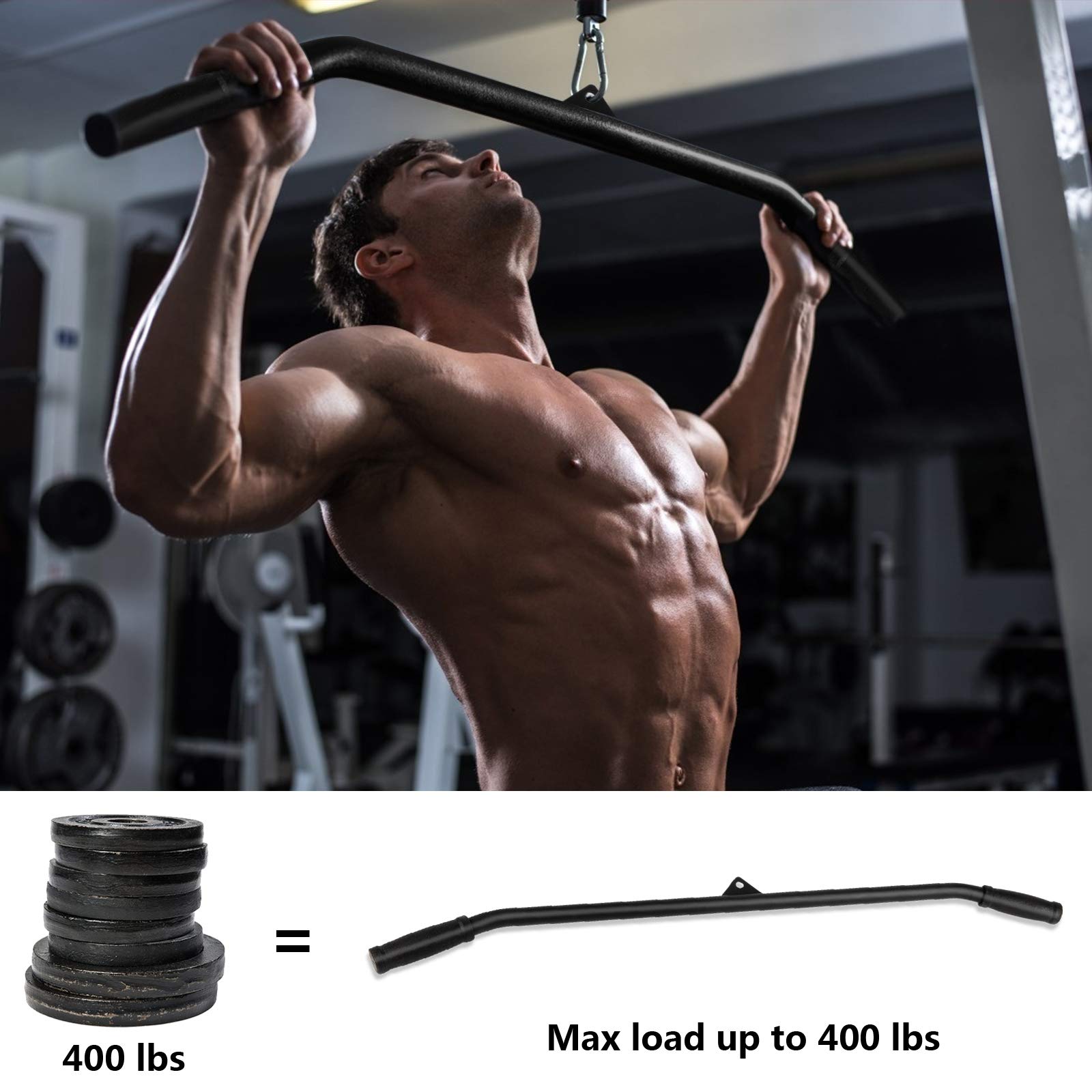 DYNASQUARE LAT Pull Down Bar 48inch Cable Machine Attachment, Curl