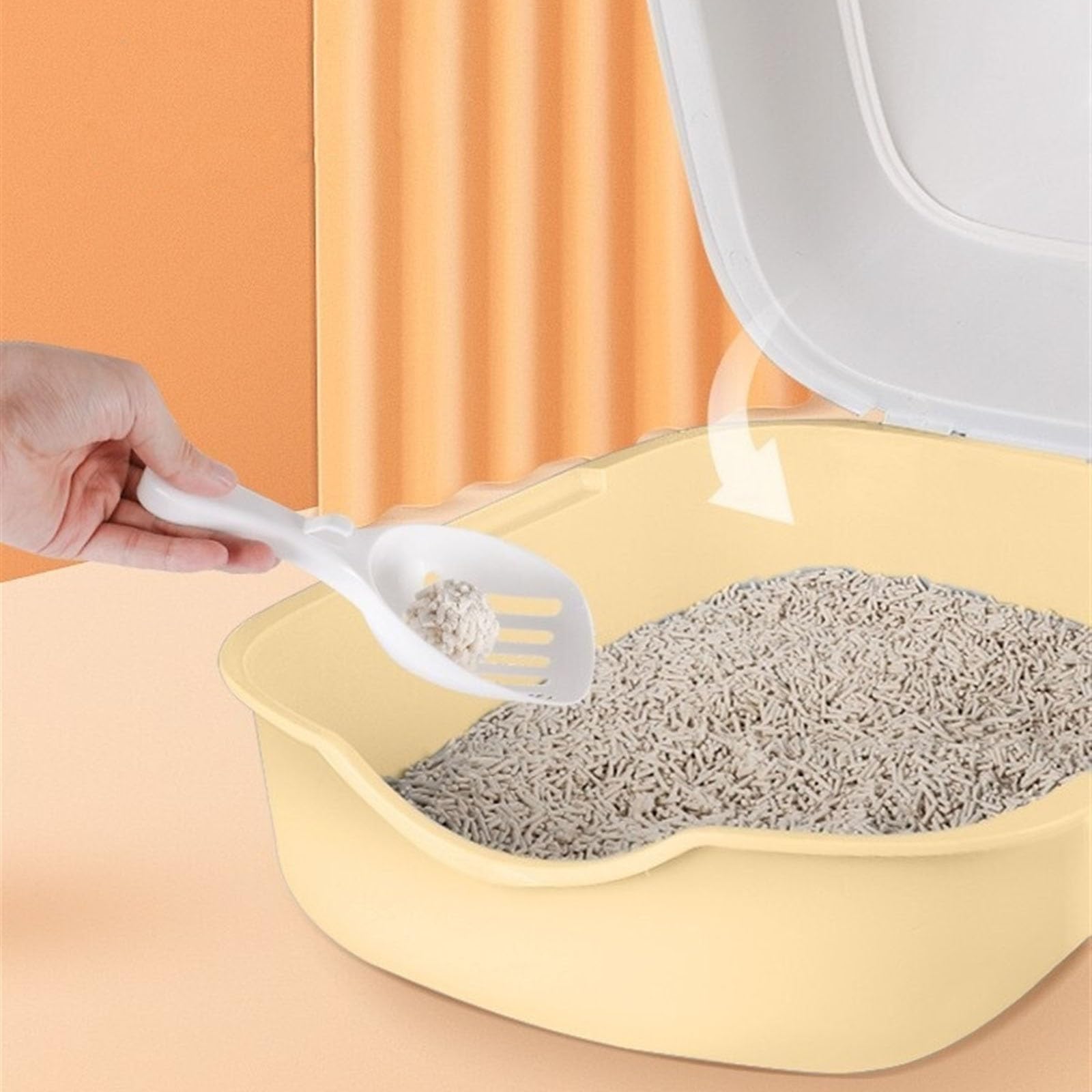 Lettiera per Gatti Lettiera for gatti completamente chiusa e antispruzzo, lettiera for gatti con paletta, grande lettiera con coperchi, antispruzzo e facile da pulire Toilette per Gatti(Yellow)