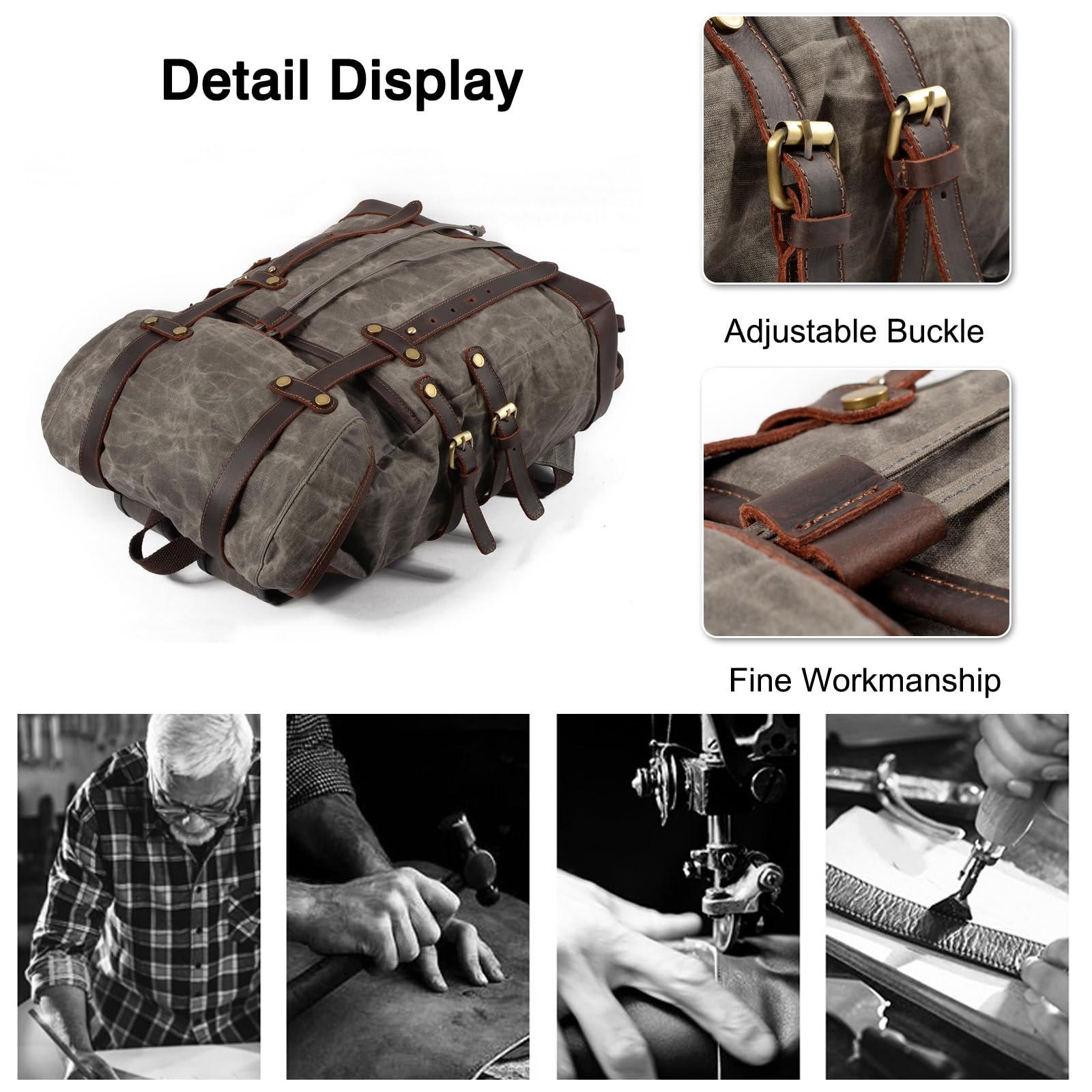 FANDARE Tela Zaino da Escursionismo Retrò Zaino Borsone da Viaggio Zaini Zainetto con coulisse Trekking Borsa a tracolla Cartella Borsone Campeggio Viaggio per Uomo Donna Zaini da hiking Backpack