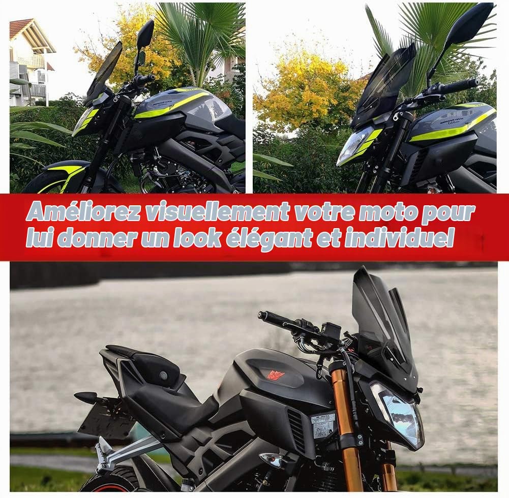 Pare-Brise Avant de Moto Écran de Protection Pare-Brise pour Y-amaha MT 125 MT 125 MT-125 2015 2016 2017 2018 2019 Déflecteur d'air Moto (Fumée)