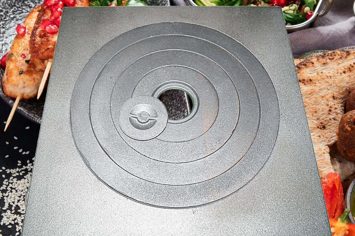 Placa para horno (520 x 520 mm, hierro fundido, anillos de hierro fundido)