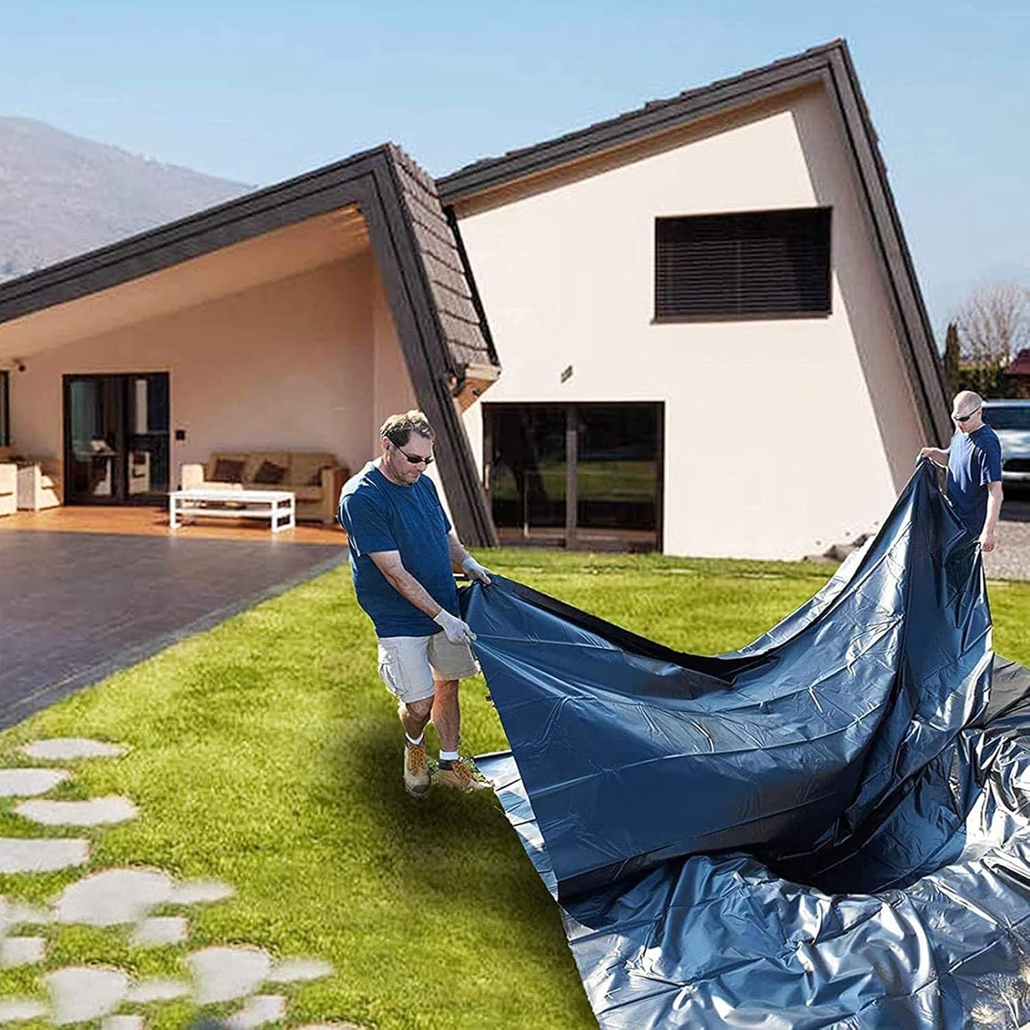 Garden pond liner 0.2mm thick HDPE Impermeable Film, Fish-Safe Pond and Fountain Liner Heat & Aging Resistant for Water Gardens, Fish Ponds, Water Fountains, Waterfalls ( Color : Black , Size : 3mx3m