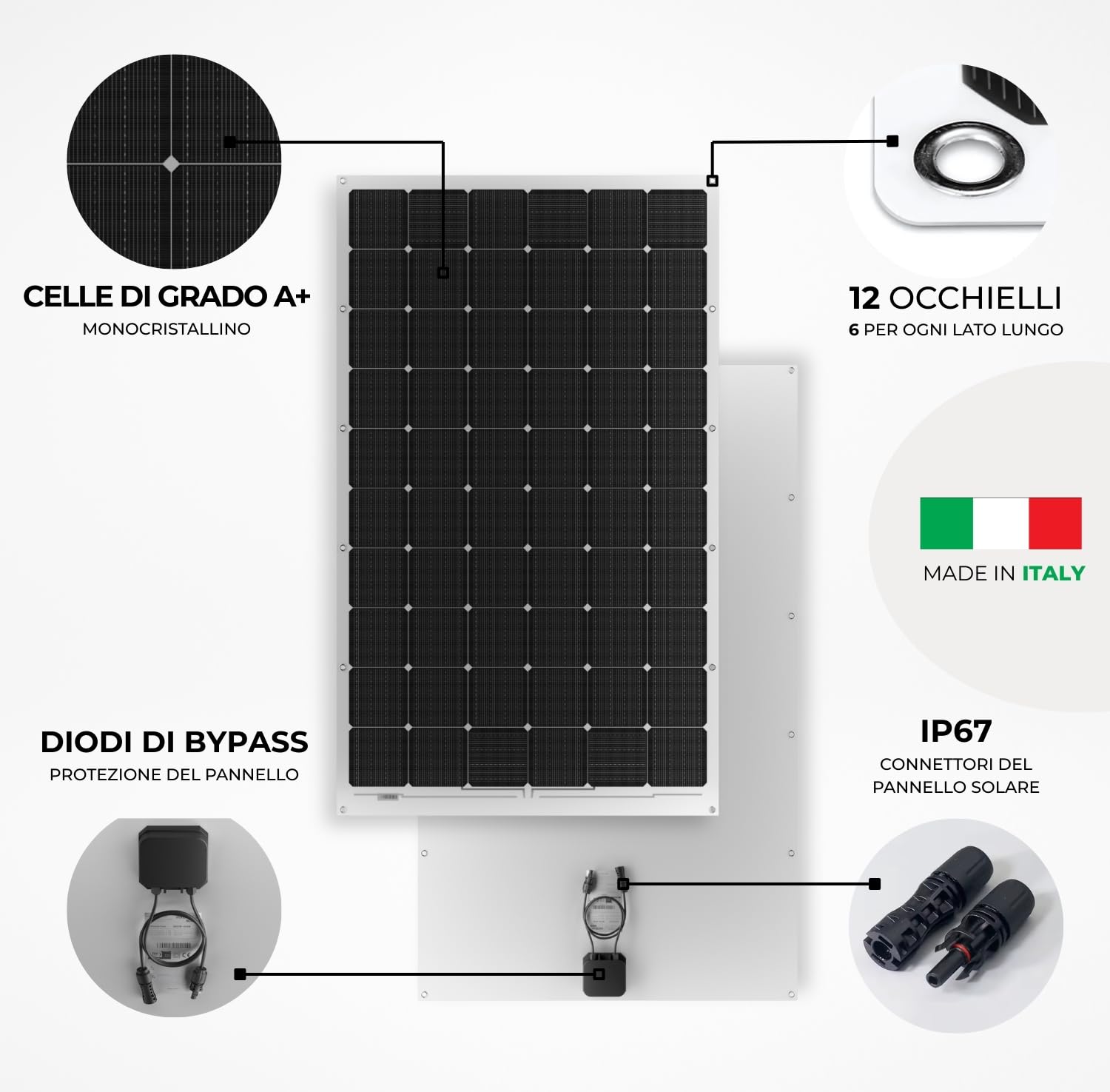 Kit de 2 paneles solares flexibles 315 W Microinversor de 800 W y cable – Módulos monocristalinos IP67 Ultra Delgados 167 × 99,6 × 0,15 cm – Panel Fotovoltaico Plug and Play para Balcón – Fácil de