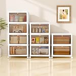 NestOrganix 4 Tier 23QT Plastic Storage Bins with Lid, Storage Containers with Wheels, Folding Storage Box, Stackable Storage Bins, Organizers and Storage for Home,Office 14.56" x 10.62" x 31.49"