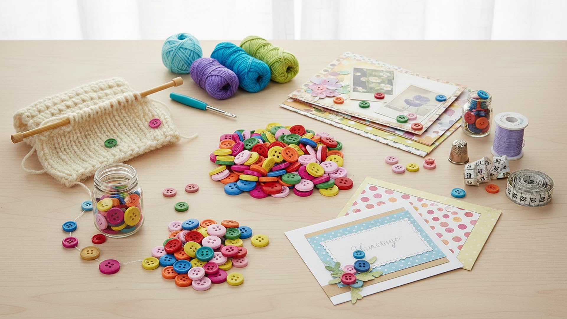 VARDHMAN Multicolored Wooden Buttons, 50 Pieces, Size 2 x 2 cm, Used in Sewing, Dresses, Scrap Booking, Art and Craft, Decorations - 4