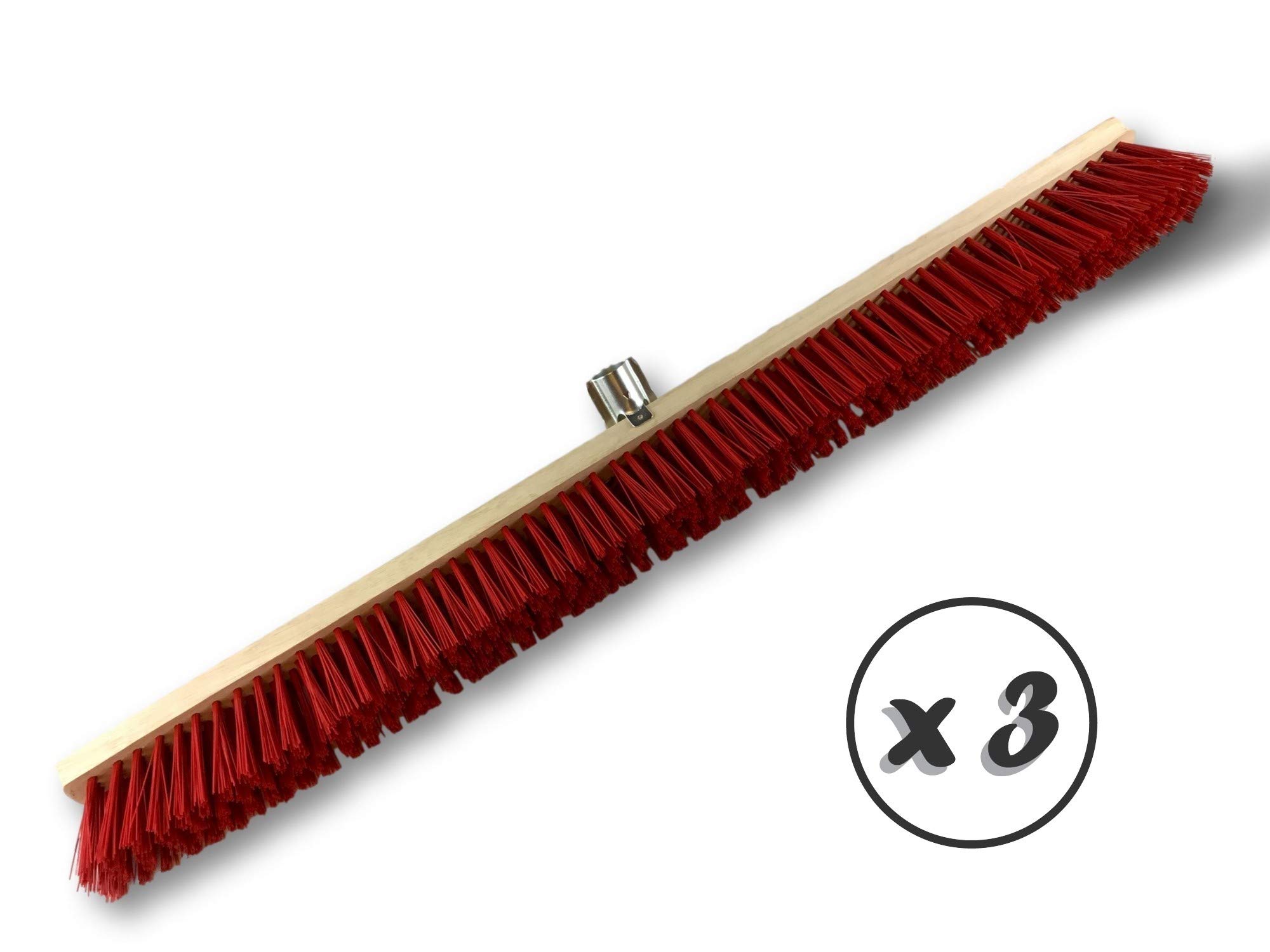 Szczotka warsztatowa typ kantonierski | Zestaw 3 | Track Outdoor | Długość 100 cm | Wypełnienie szczotką PVC czerwoną | Drewniana podeszwa | Metalowe tulejki Ø 28 mm | Bez uchwytu | Kibros 2390Bx3